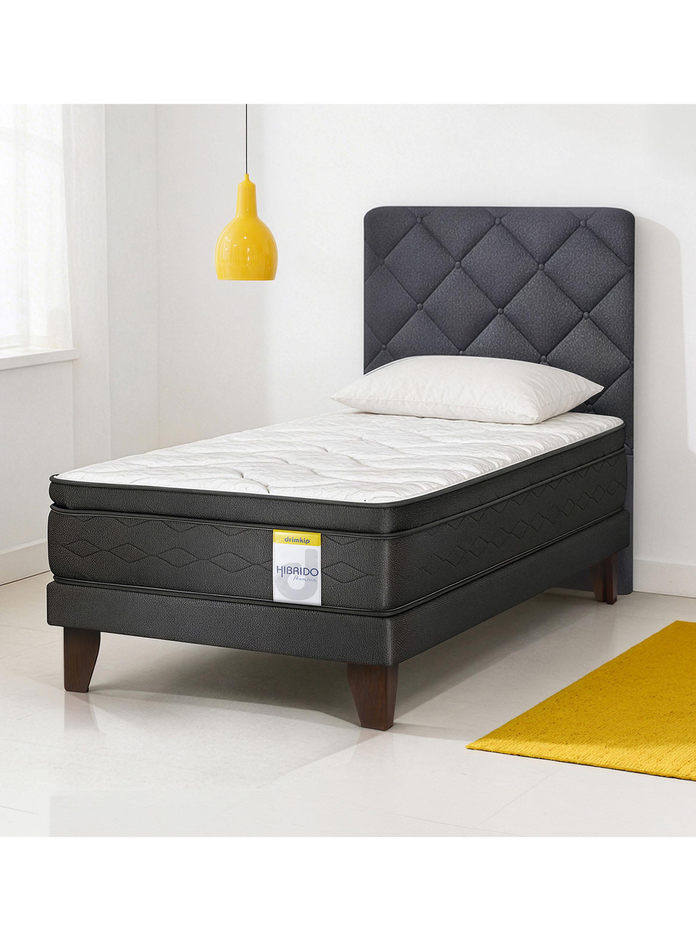 Cama Europea Híbrido Premium 1 Plaza (90x200 Base Normal + Resplado Rombo-5