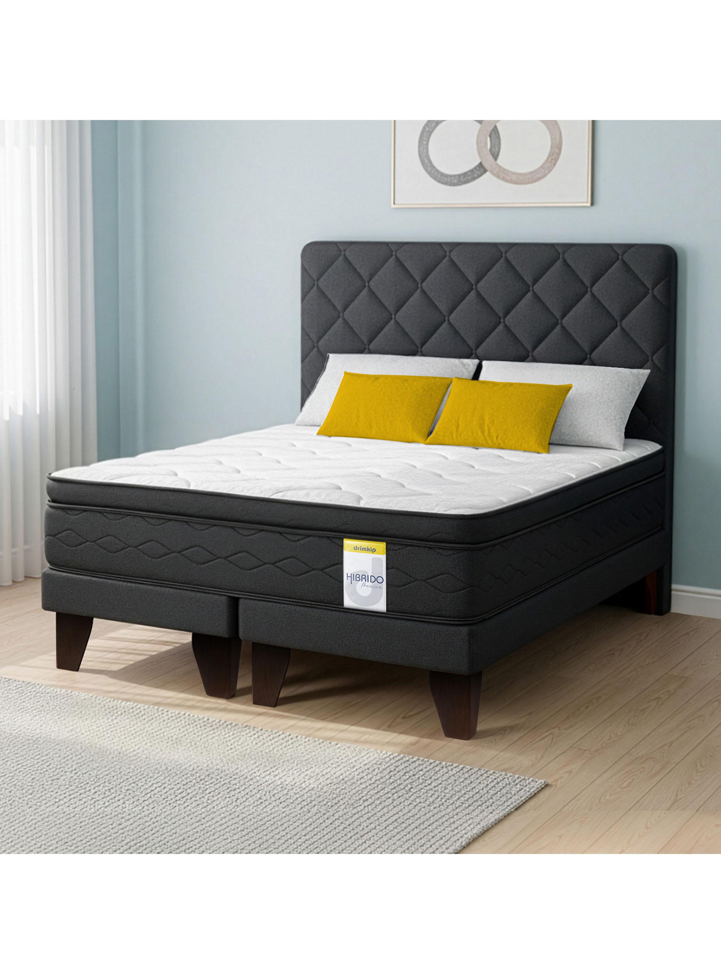 Cama Europea Hibrido premium Súper king (200x200) Base Dividida + Resplado Rombo-5