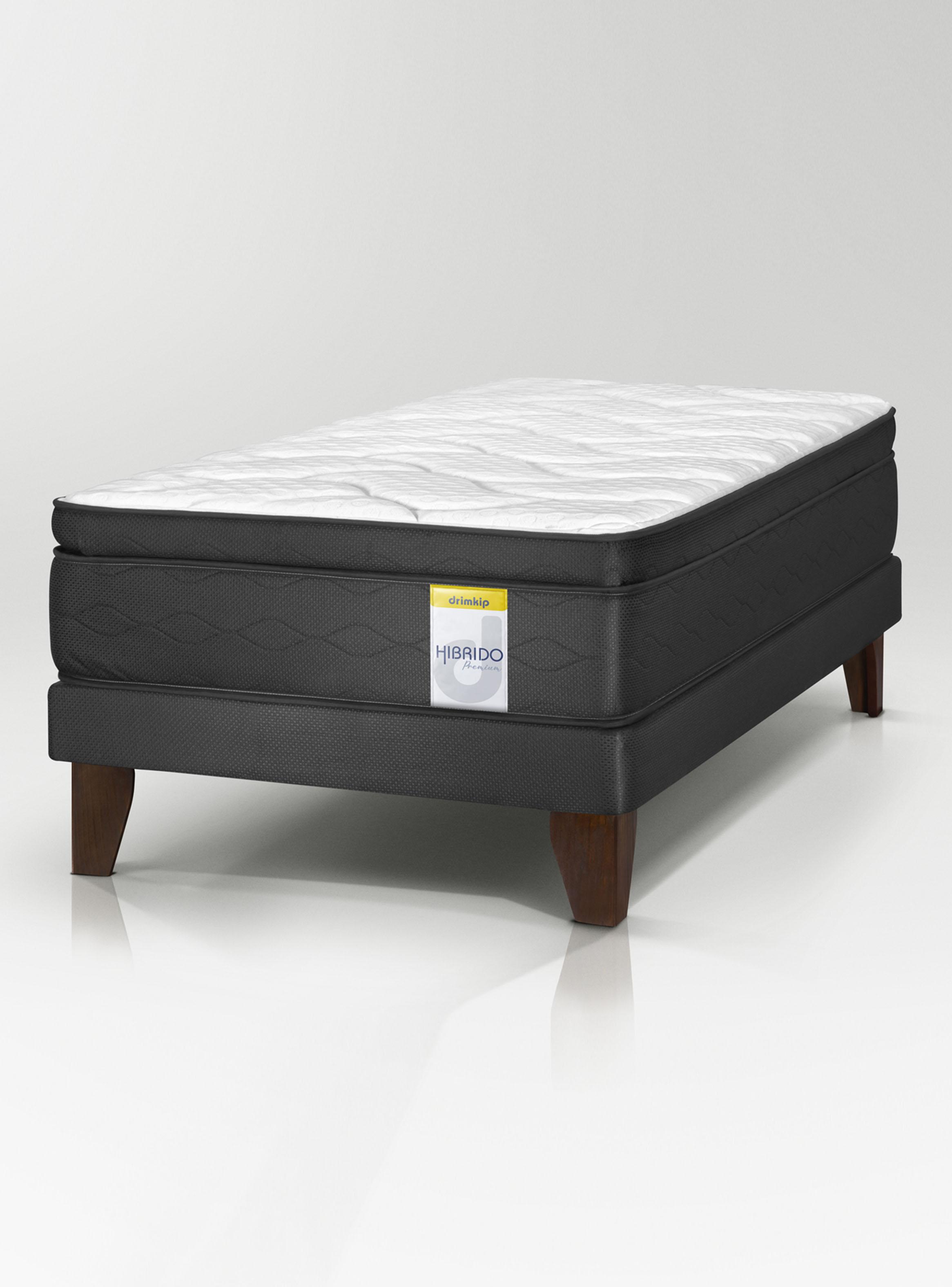 Cama Europea Híbrido Premium 1.5 Plazas(105x200)  Base Normal + Resplado-0