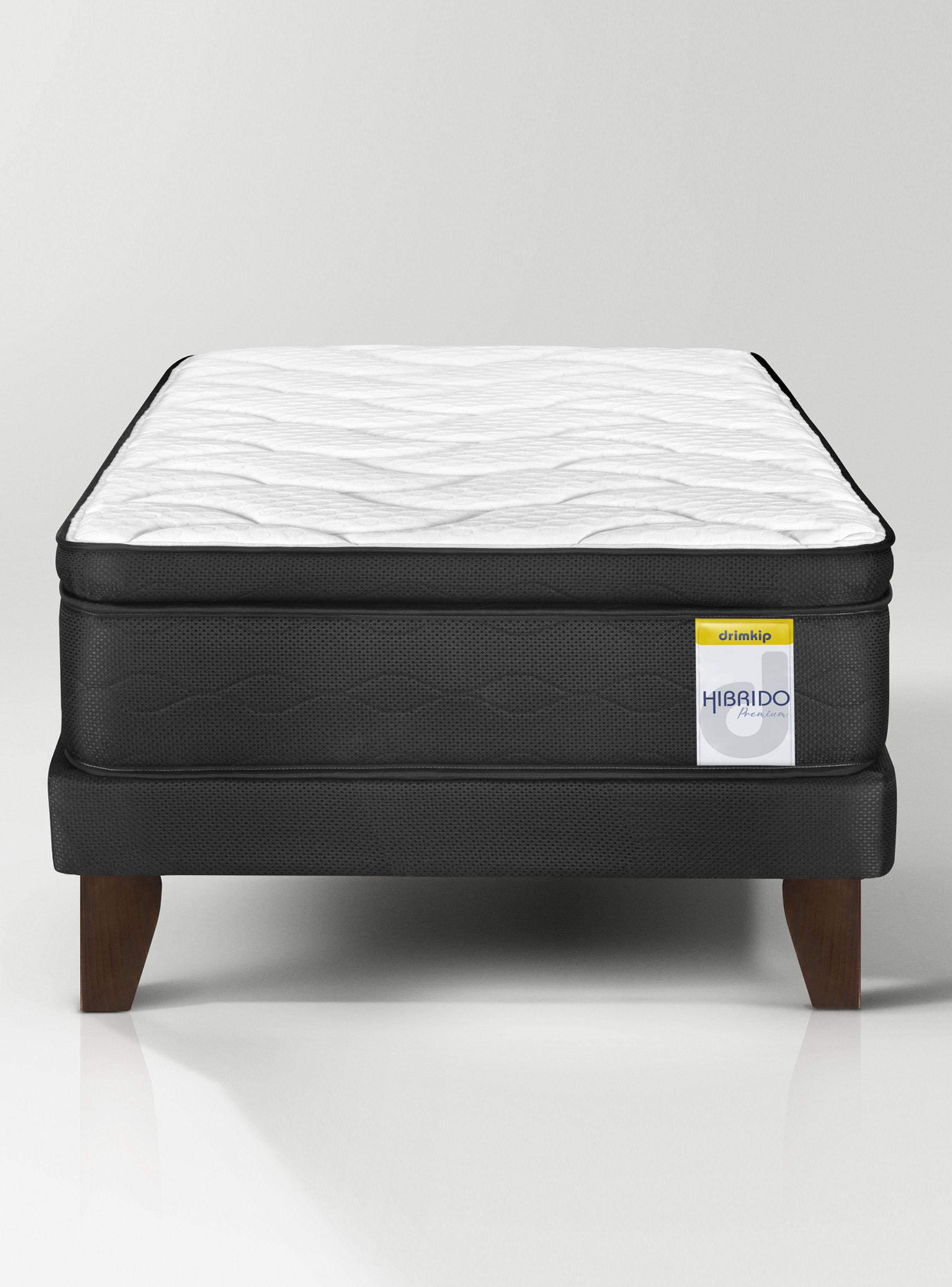 Cama Europea Híbrido Premium 1.5 Plazas(105x200)  Base Normal + Resplado-1