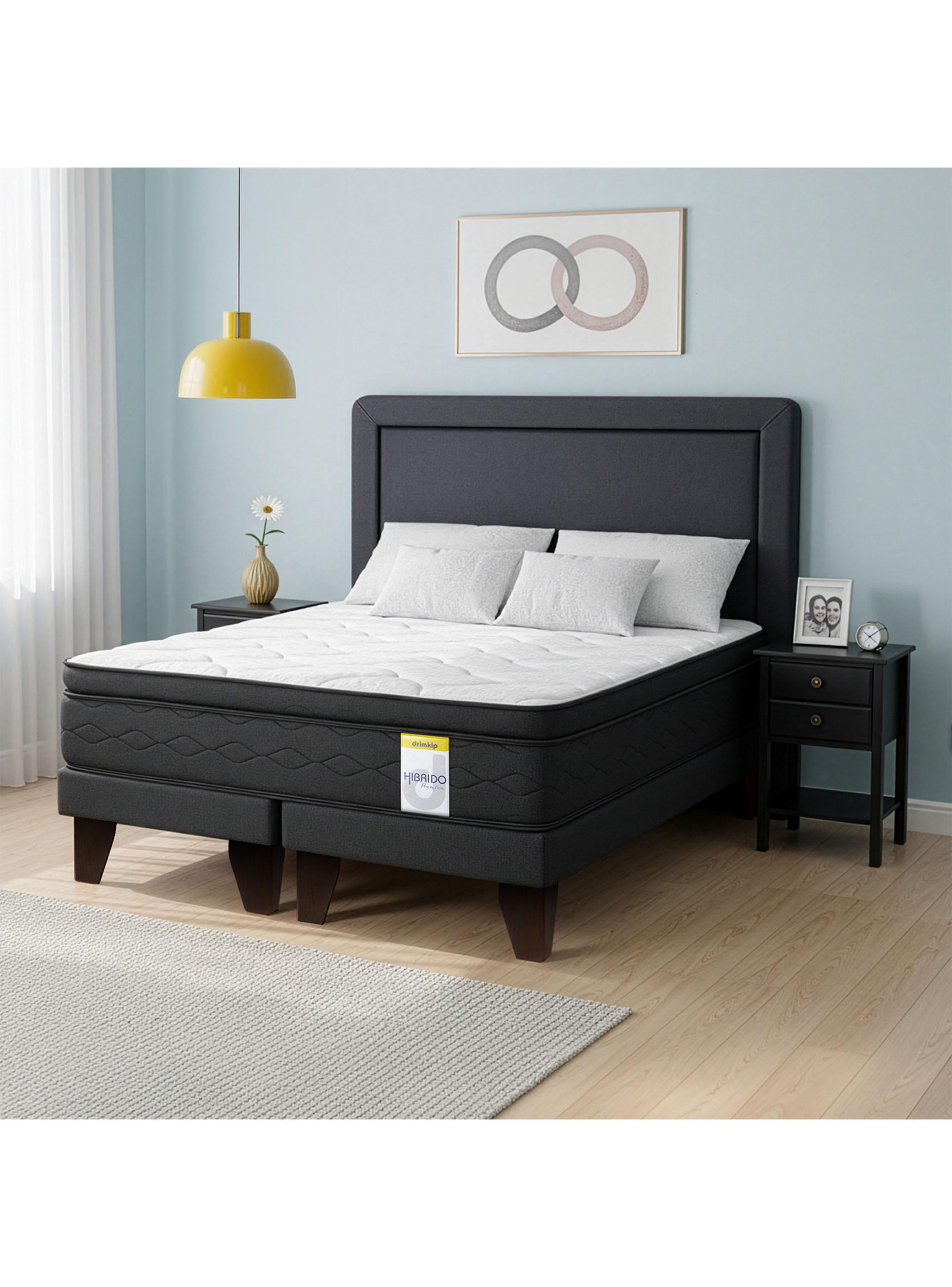 Cama Europea Híbrido Premium King (180x200) Base Dividida + Respaldo DK+ Vel Rov-5