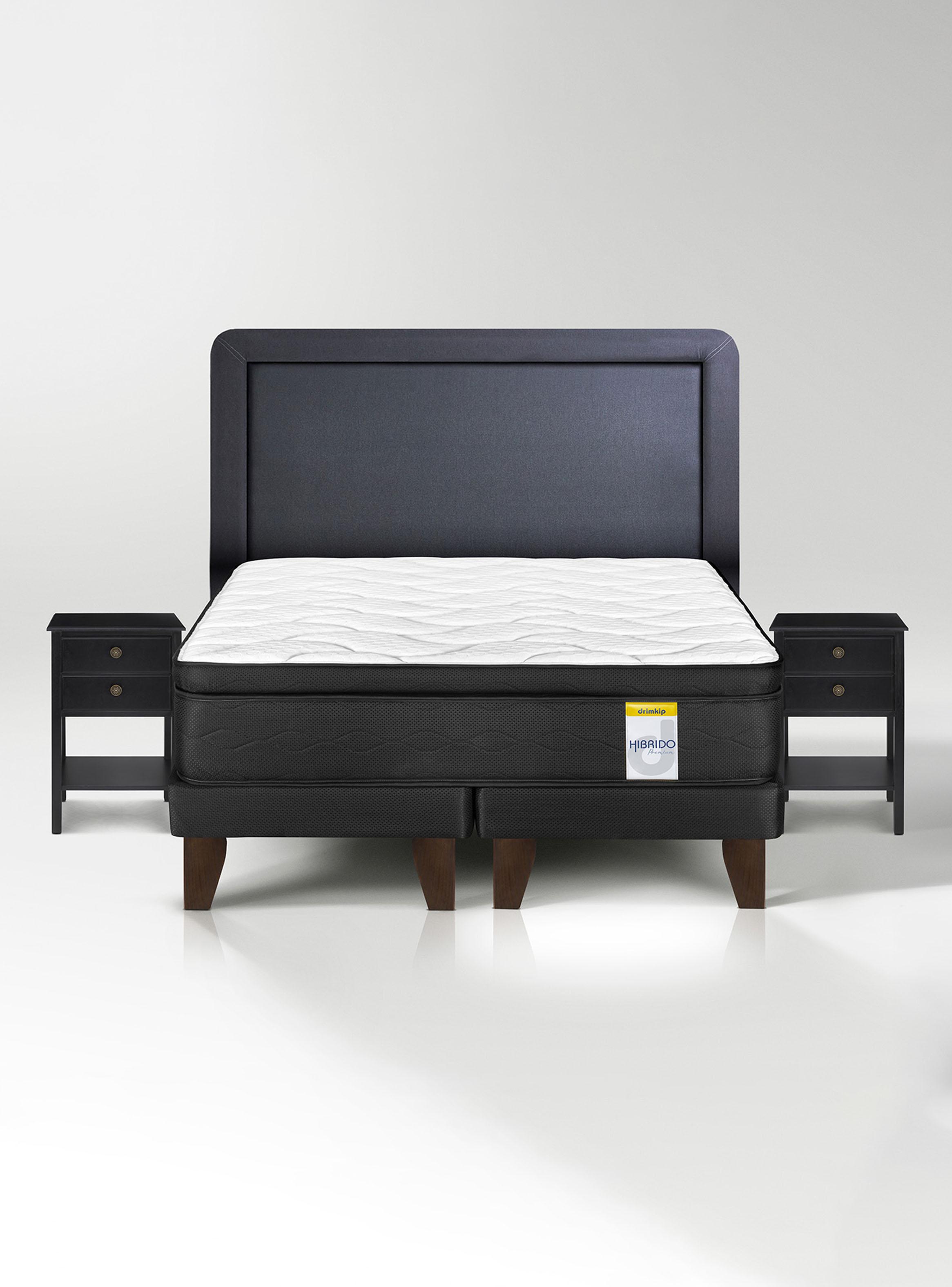 Cama Europea Híbrido Premium King (180x200) Base Dividida + Respaldo DK+ Vel Rov-1