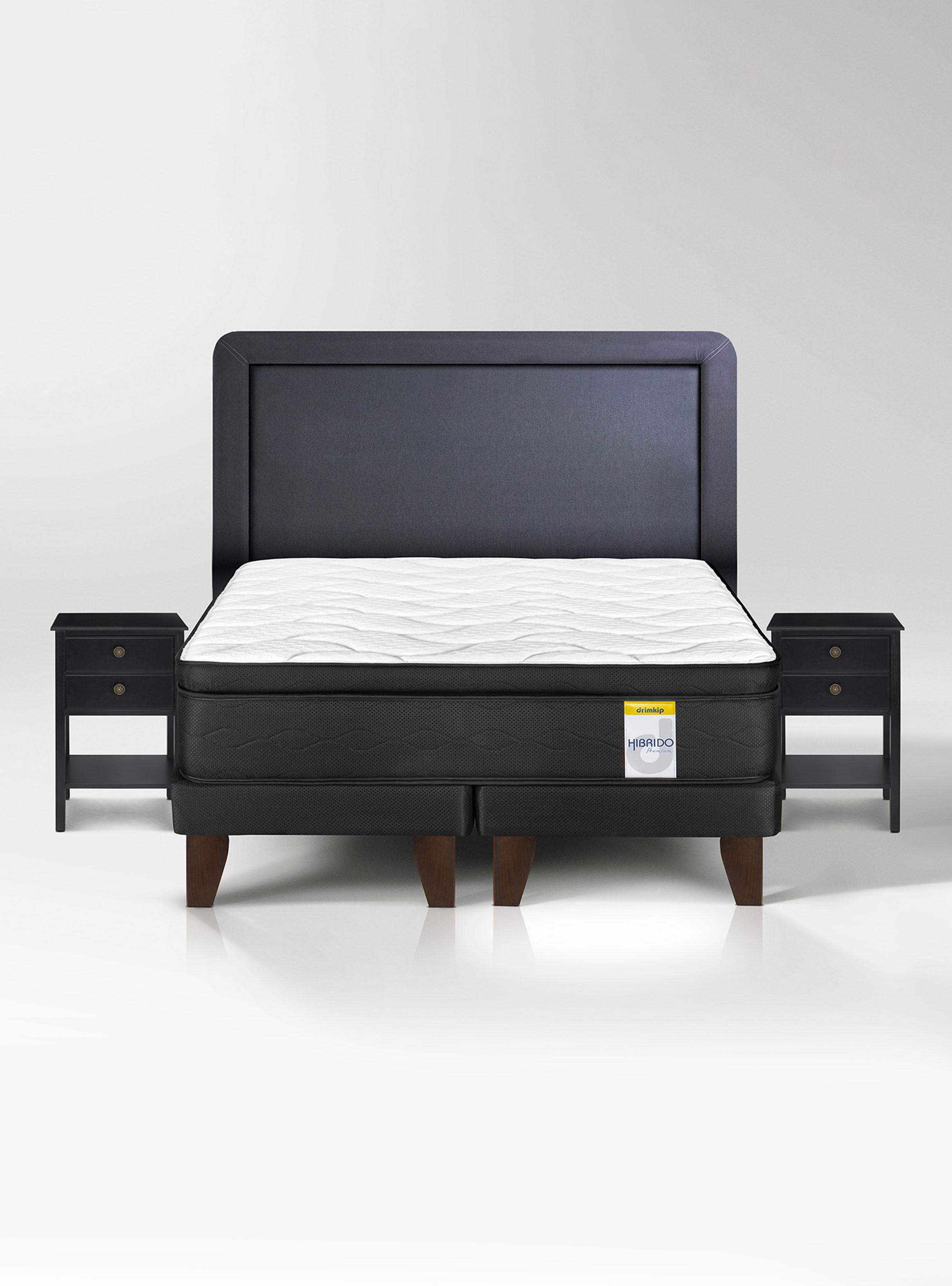 Cama Europea Híbrido Premium 2 Plazas (150x200) Base Dividida + Respaldo DK+ Vel Rov-1