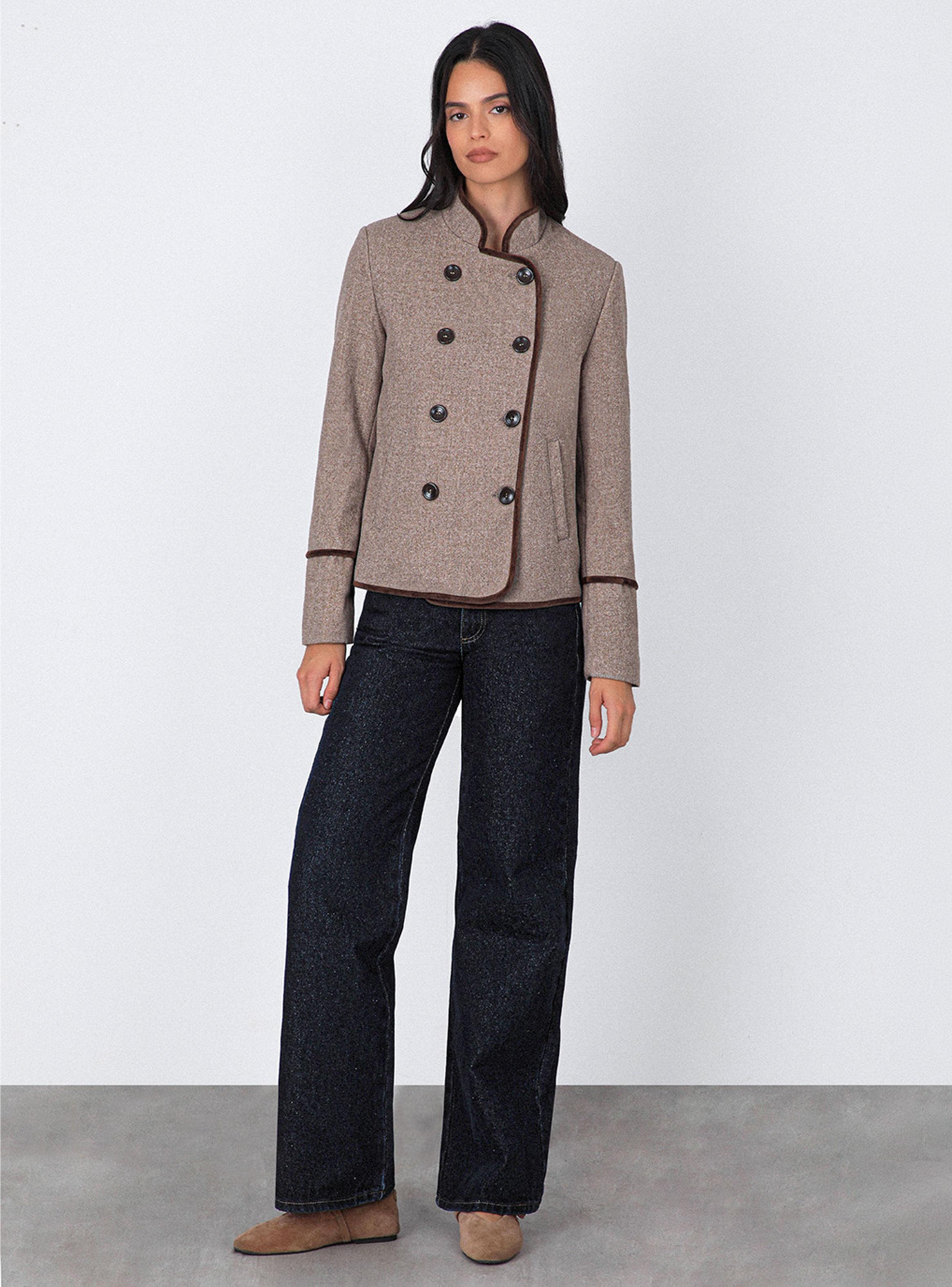 Chaqueta Cruzada Cuello Mao-5