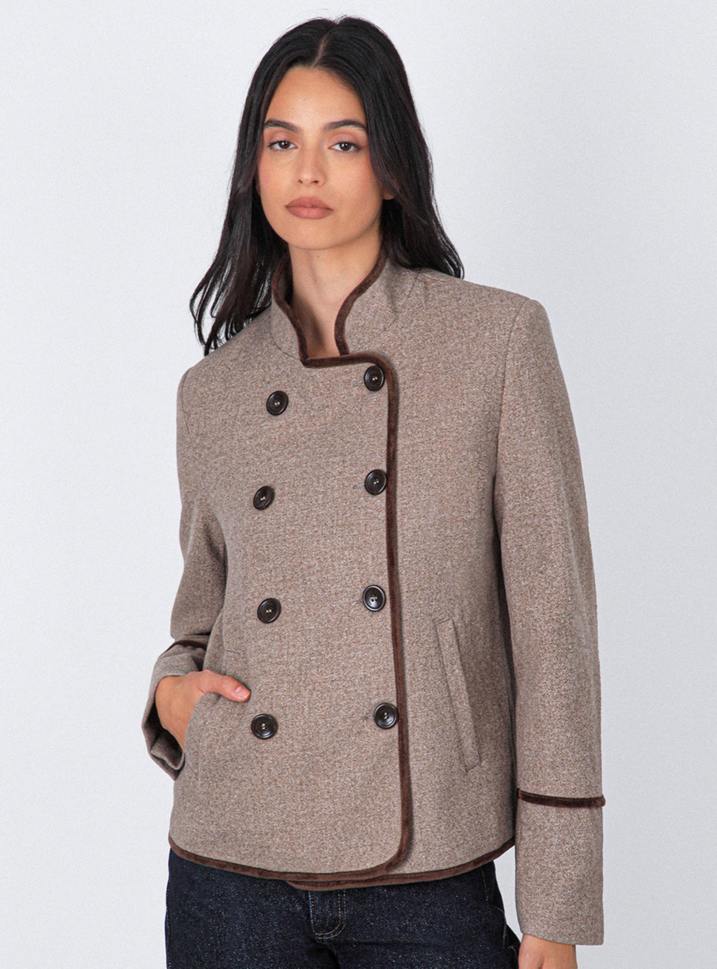 Chaqueta Cruzada Cuello Mao-0