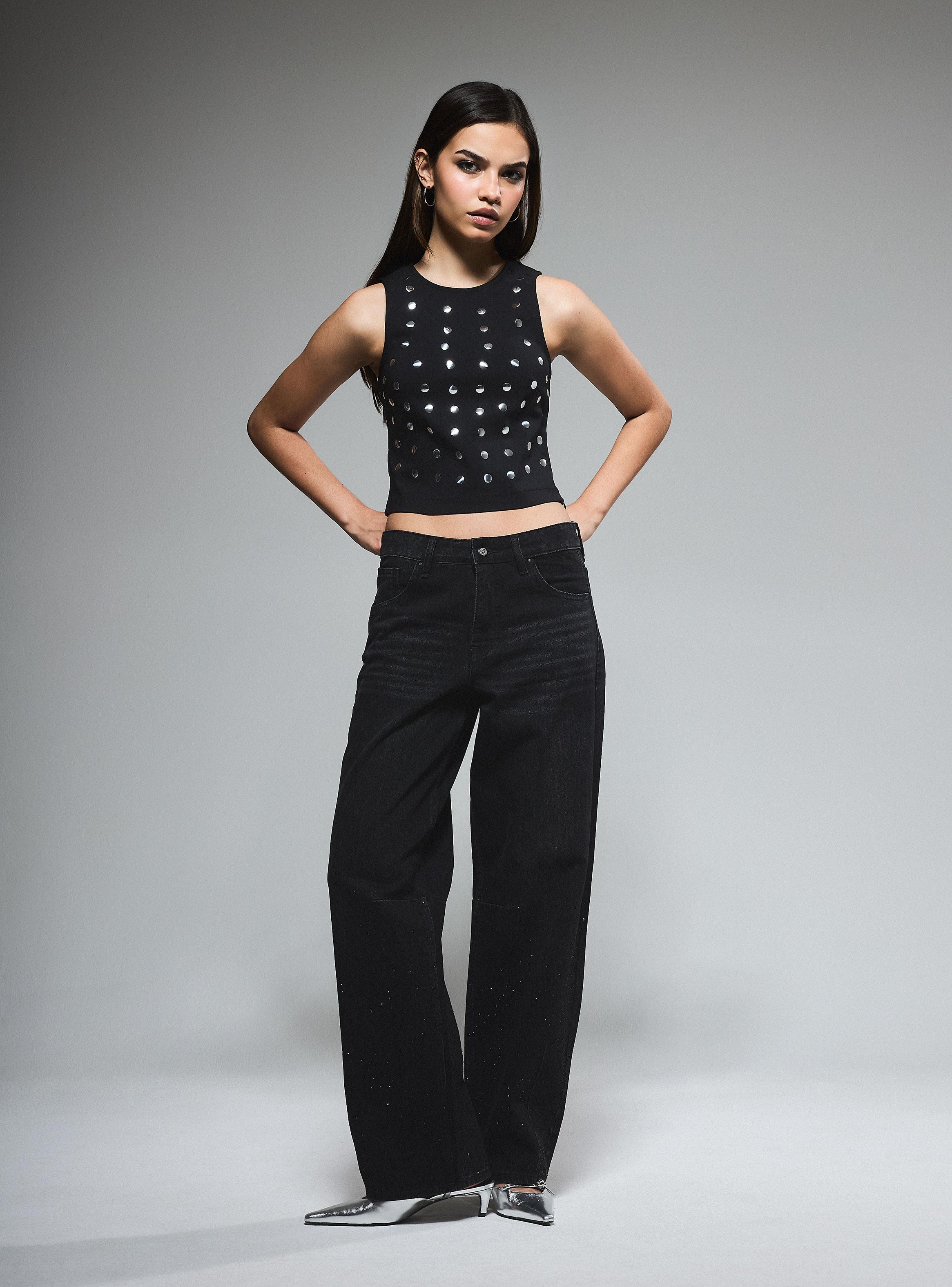 Polera Crop Tank con Tachas​-4