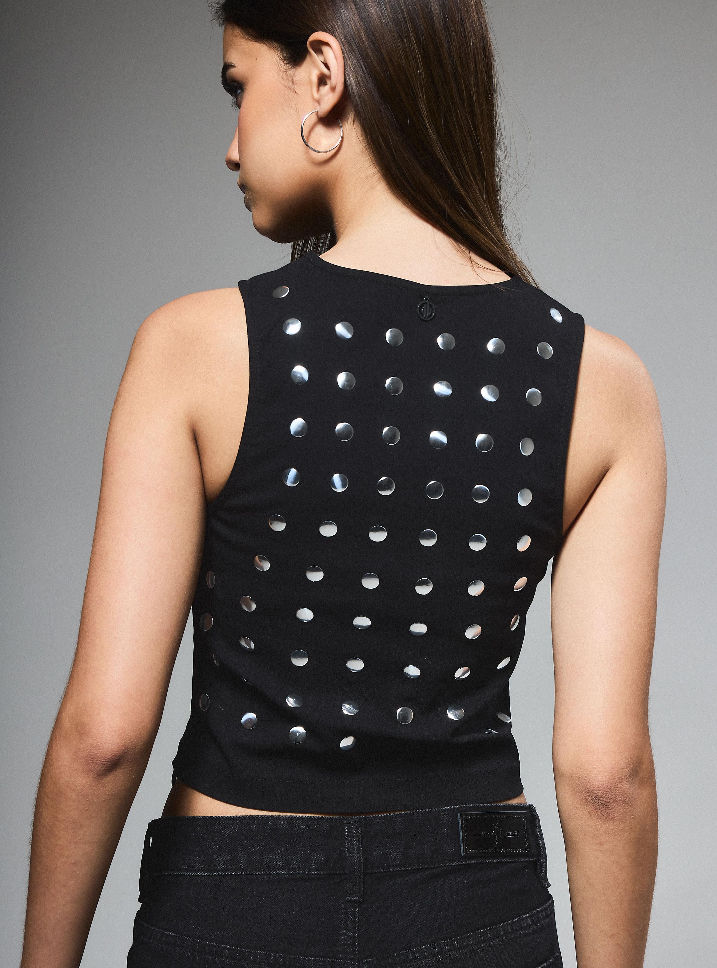 Polera Crop Tank con Tachas​-3