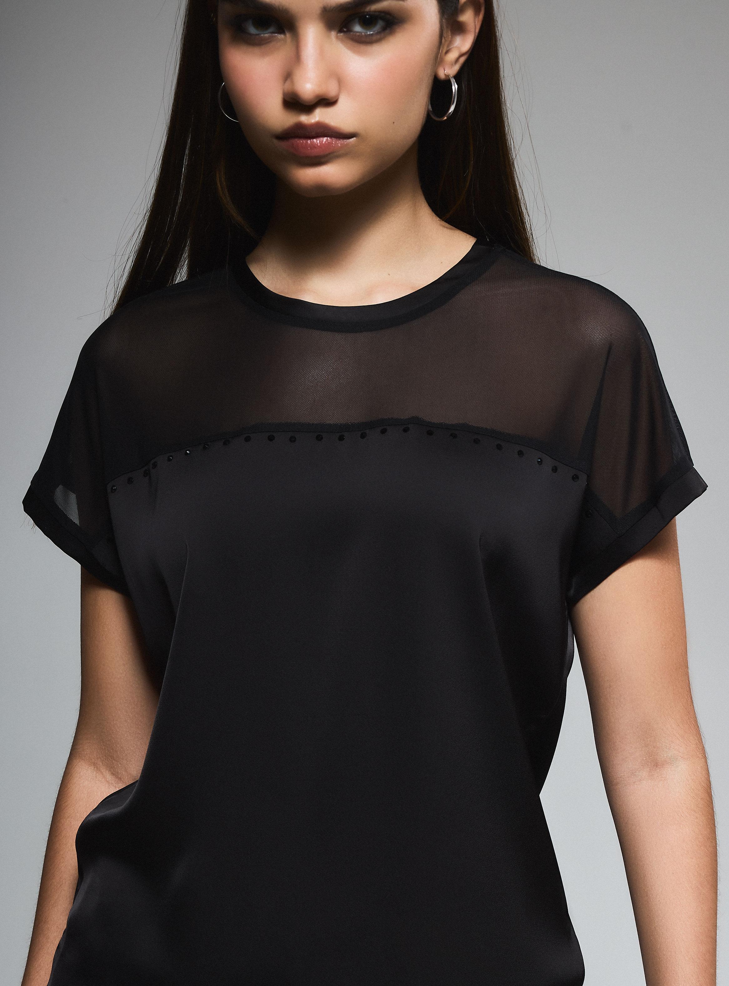 Polera Holgada Satinada con Malla​-2