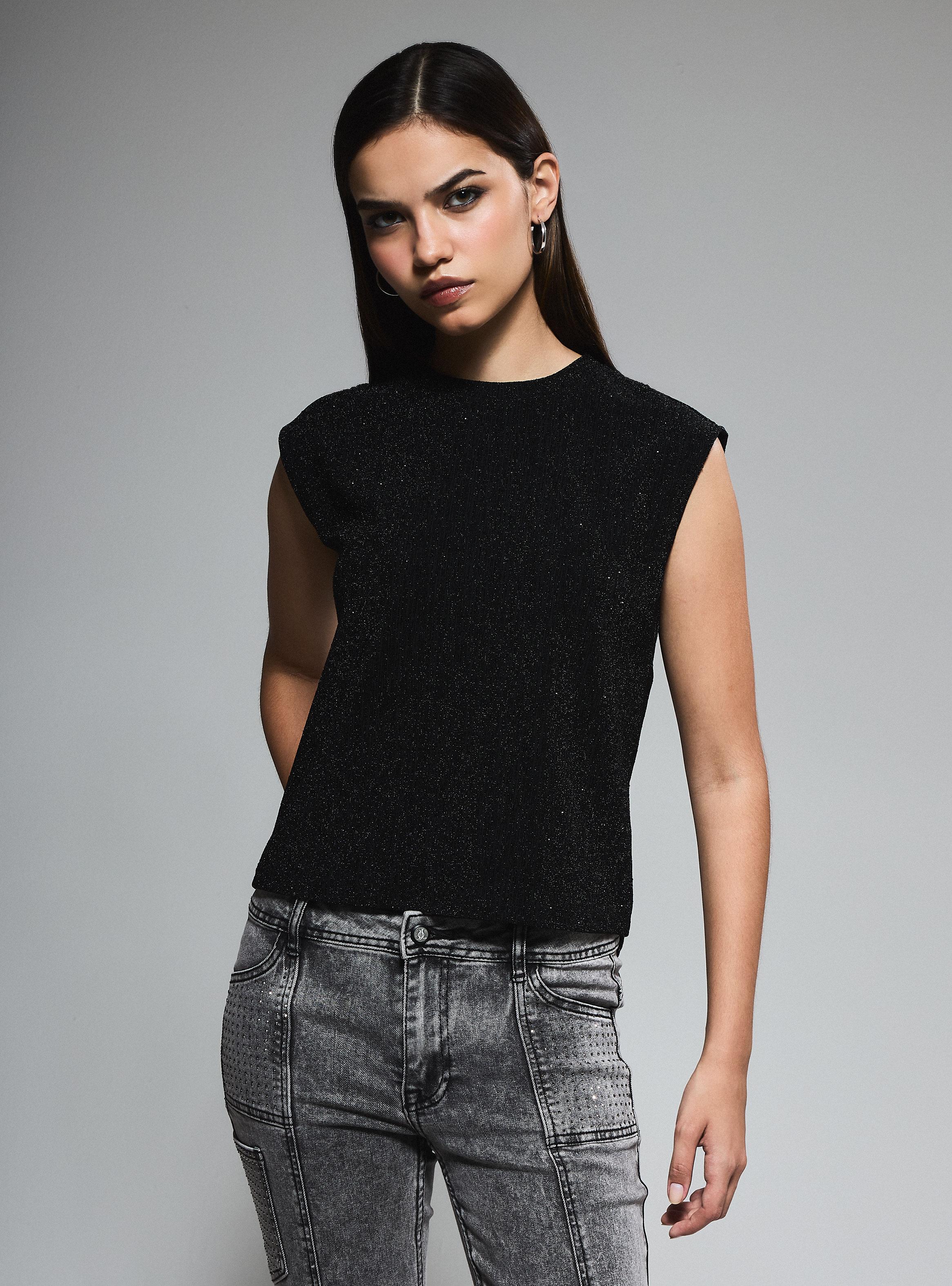 Polera Holgada Tela Fantasía Lurex con Strass​-0