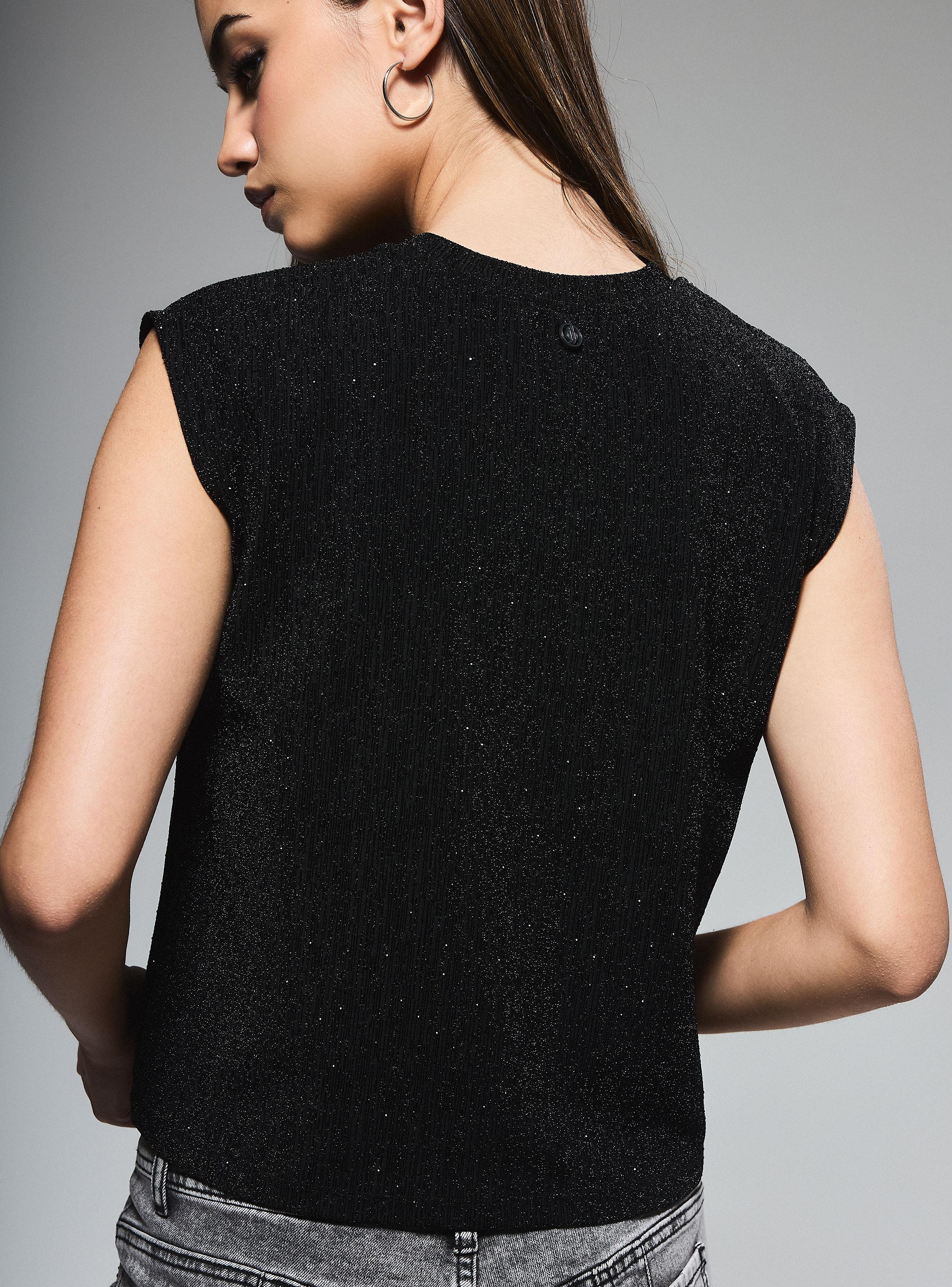 Polera Holgada Tela Fantasía Lurex con Strass​-3