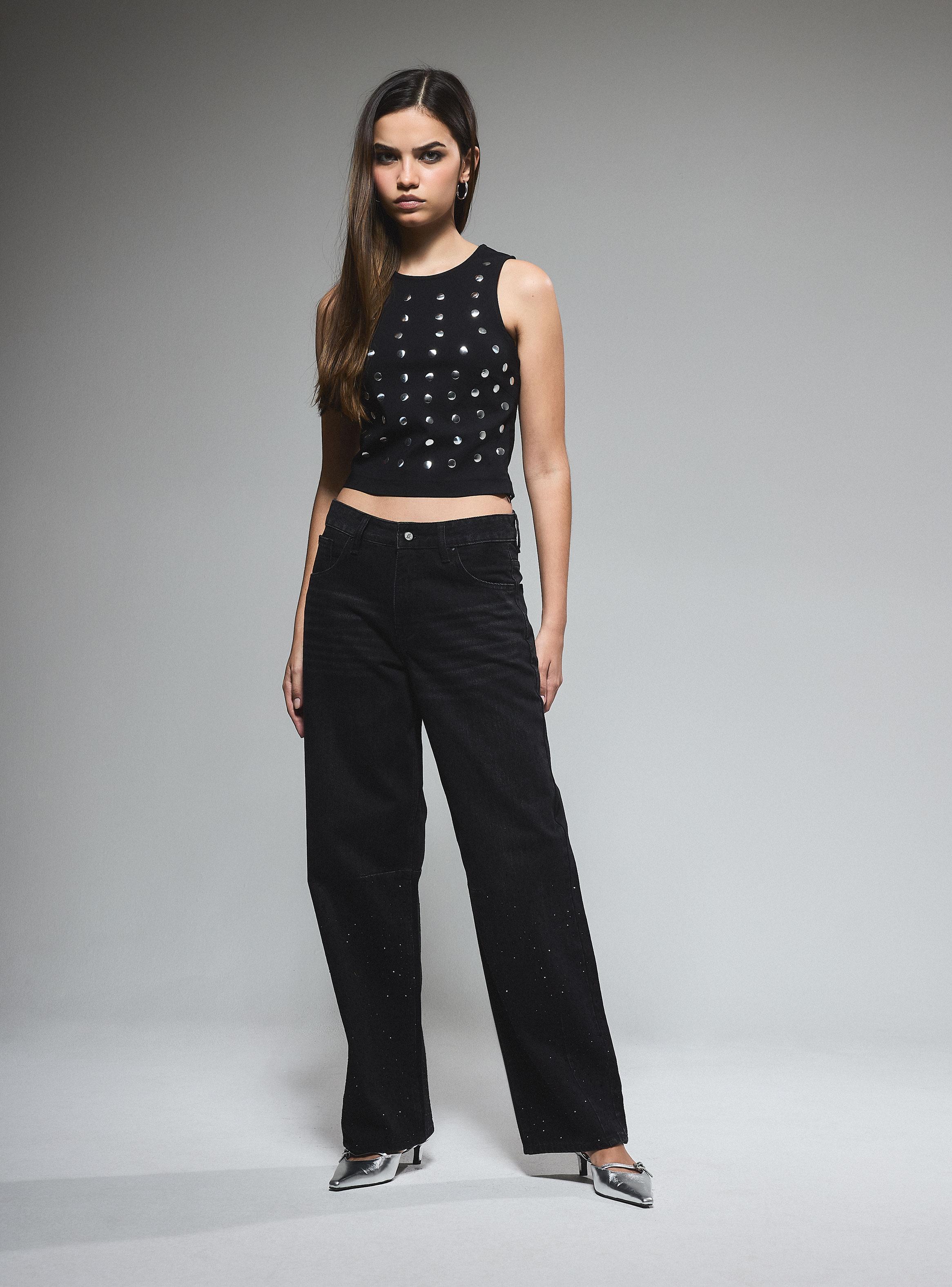 Jeans con Strass en la Mitad Inferior Pierna-4