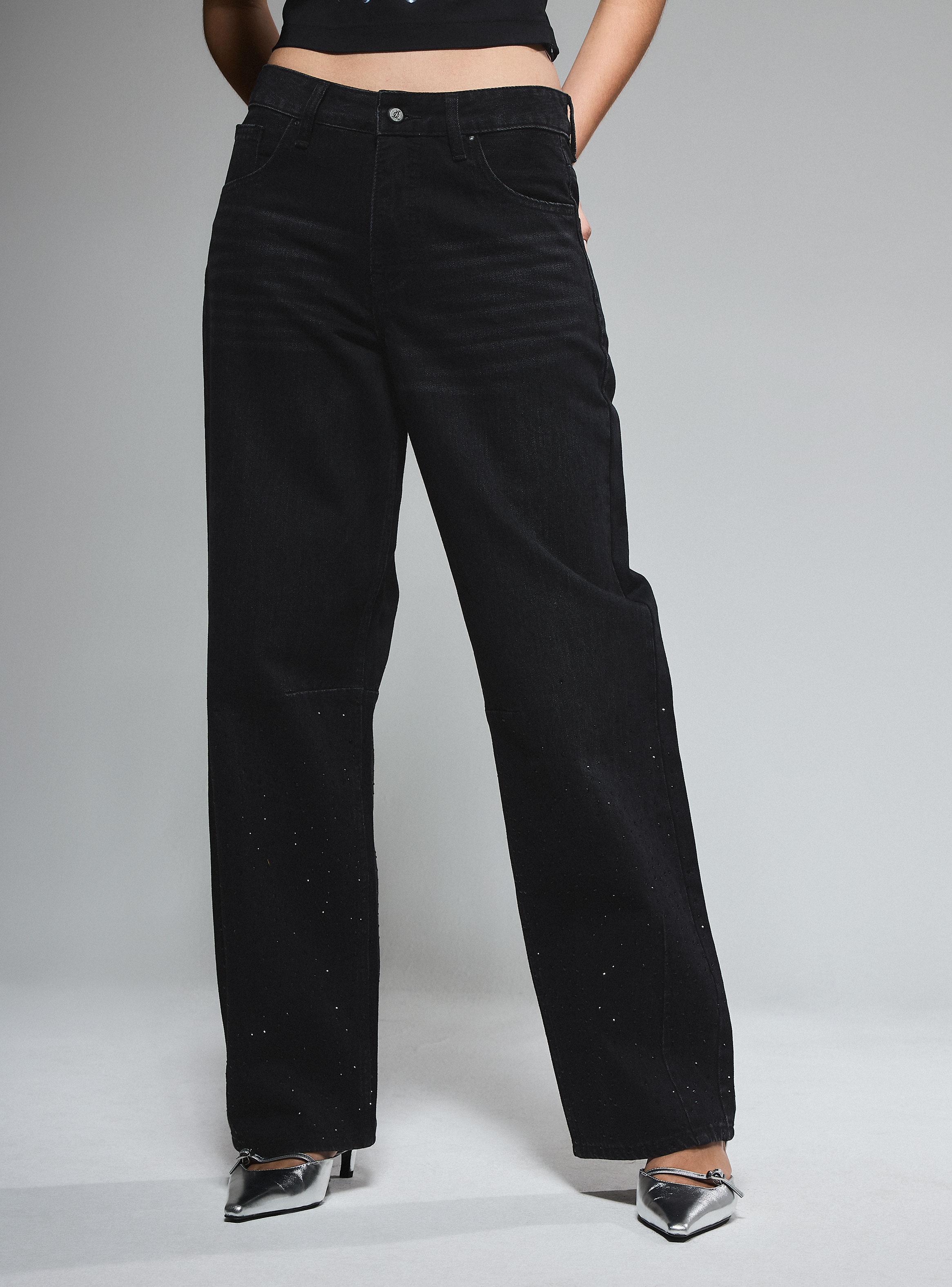 Jeans con Strass en la Mitad Inferior Pierna-0