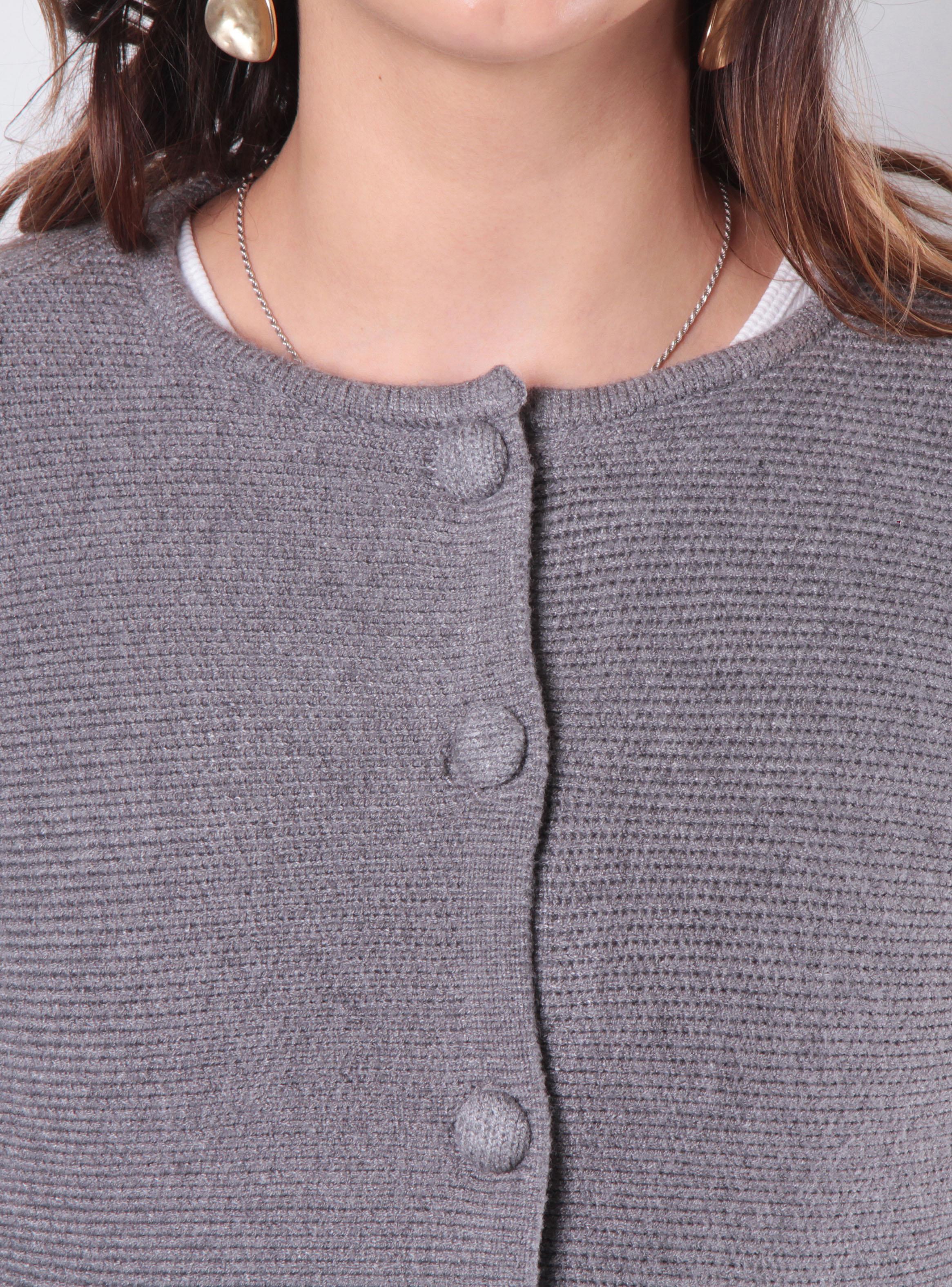 Chaleco Peplum Abotonado en Delantero Escote Redondo-2