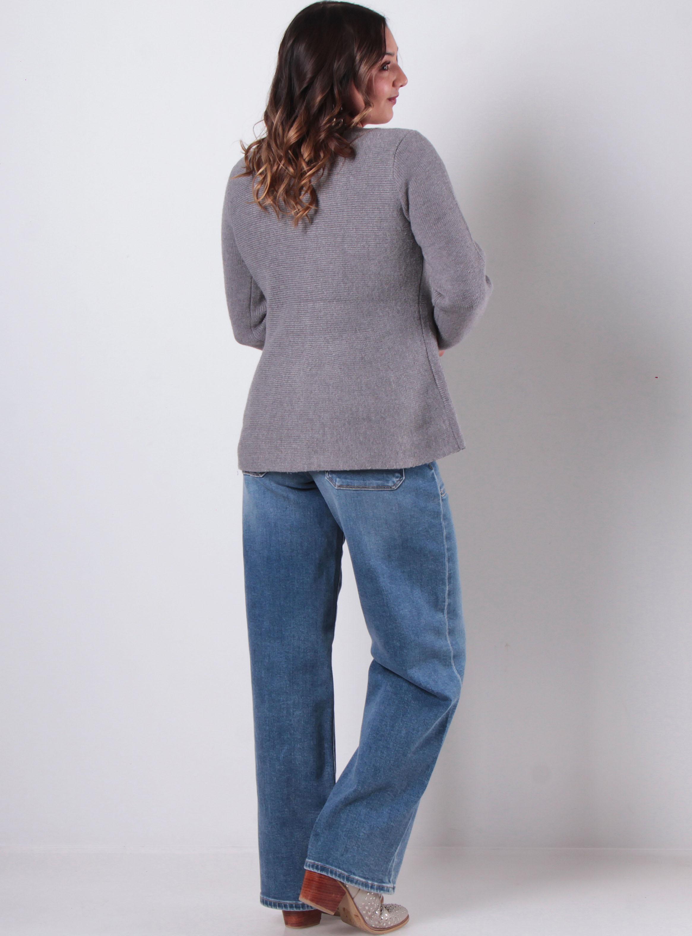 Chaleco Peplum Abotonado en Delantero Escote Redondo-4