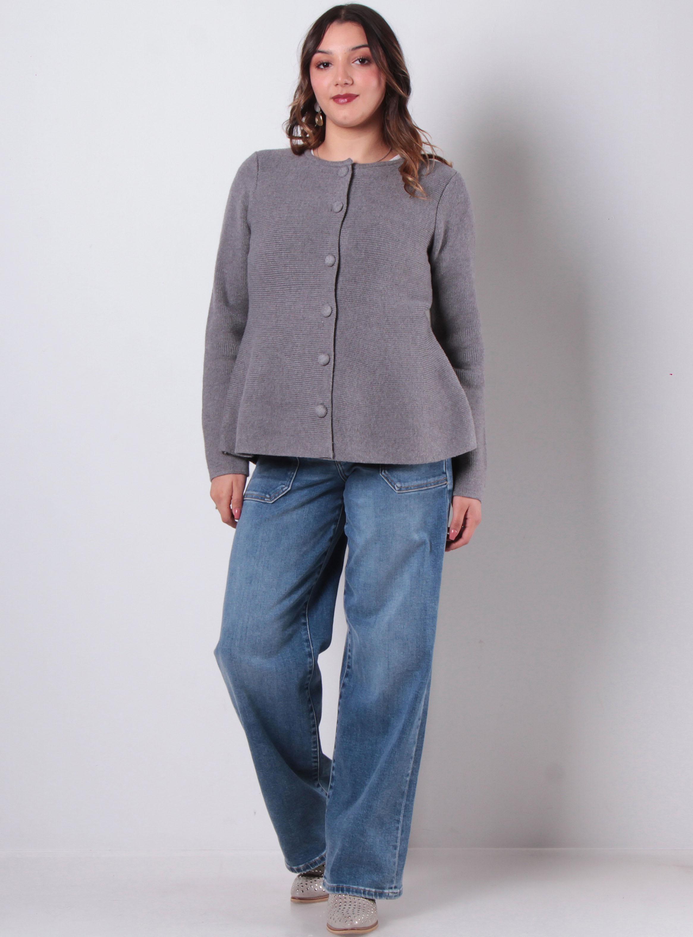 Chaleco Peplum Abotonado en Delantero Escote Redondo-3