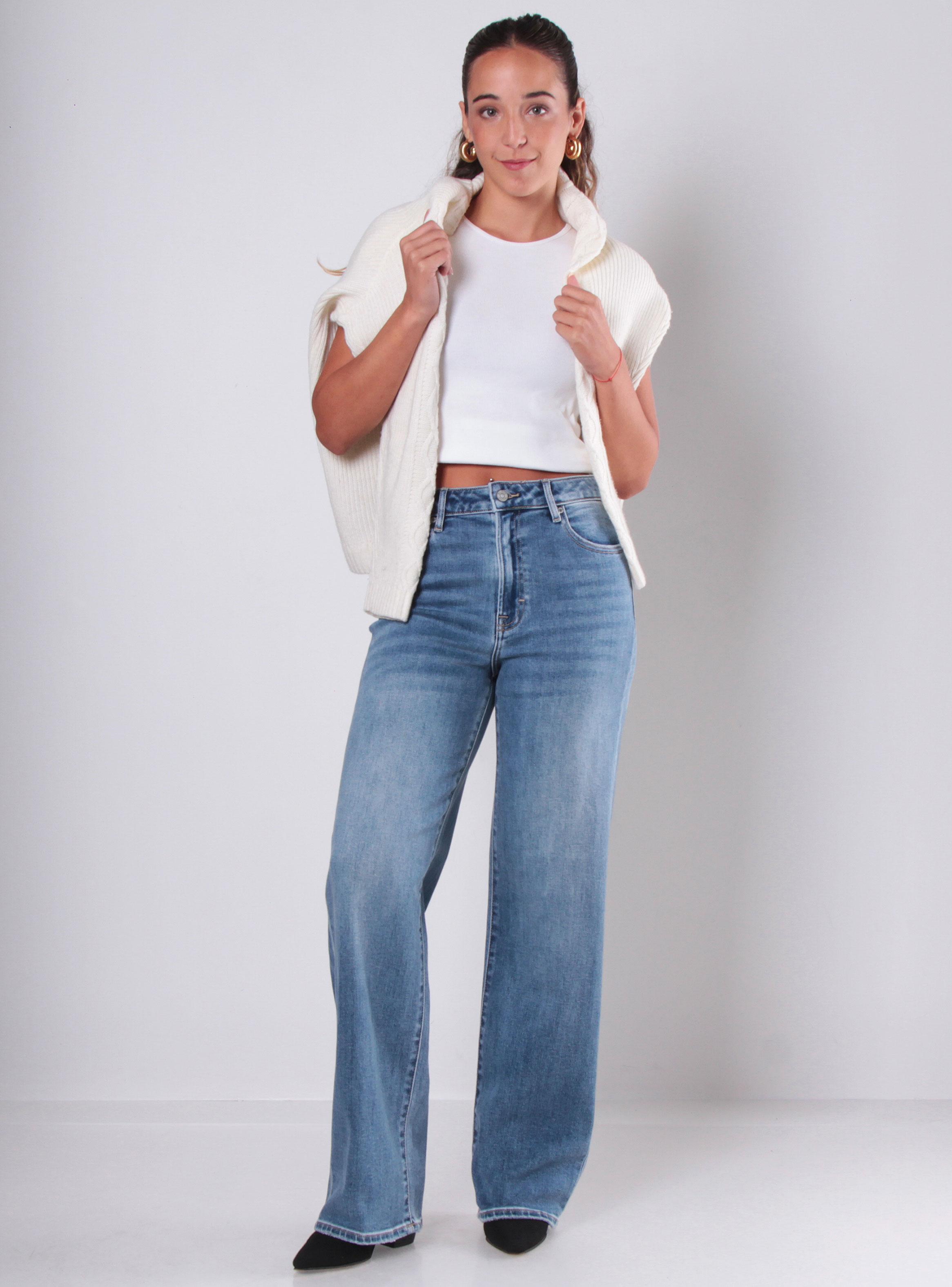 Jeans Recto Tiro Alto Pretina Básica Tracey-3