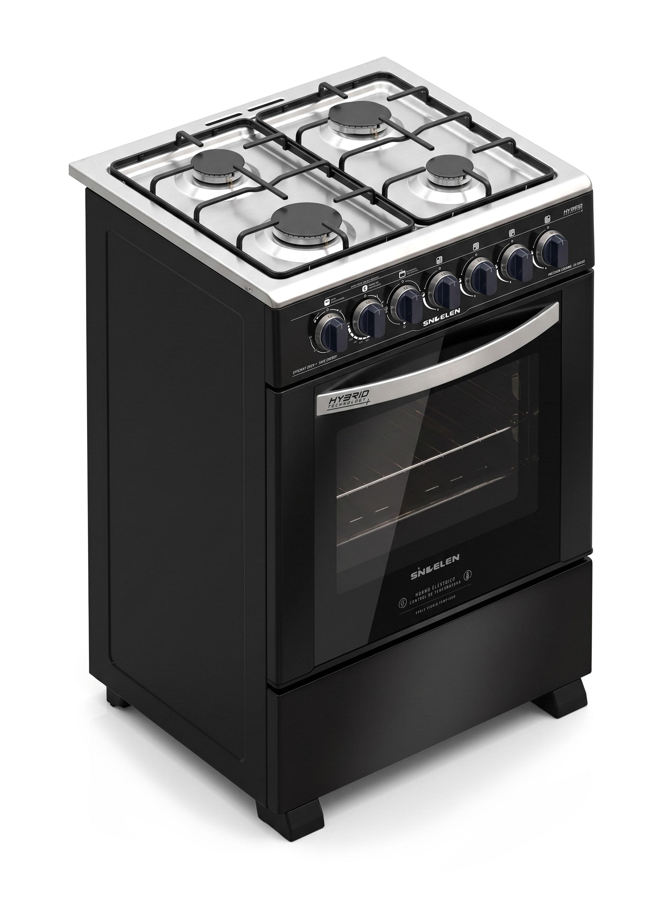Cocina a Gas Híbrida 4 Quemadores con Grill CH-600NG Negro-3