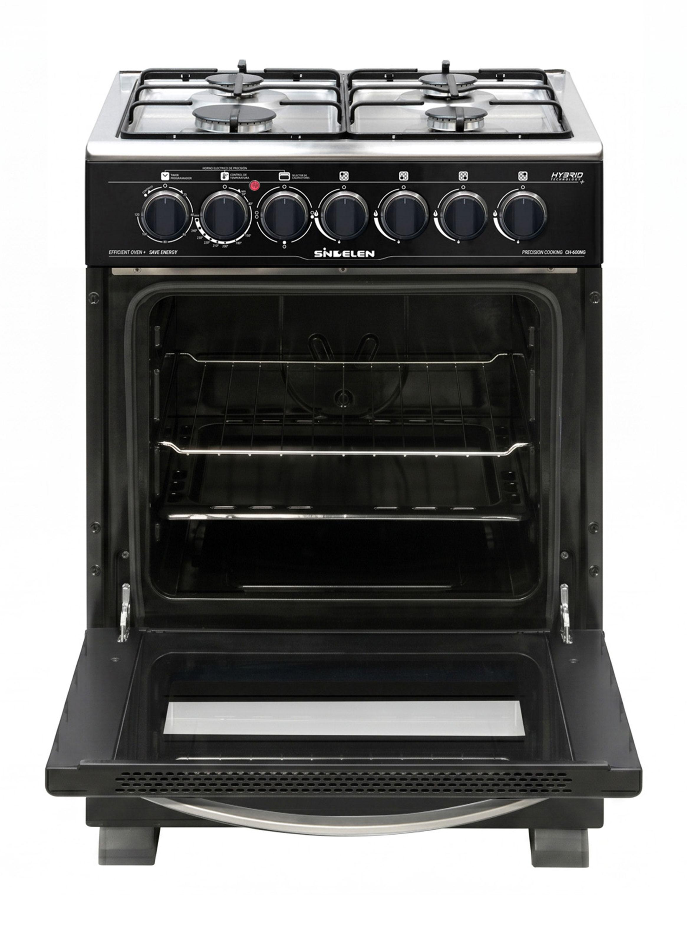 Cocina a Gas Híbrida 4 Quemadores con Grill CH-600NG Negro-2