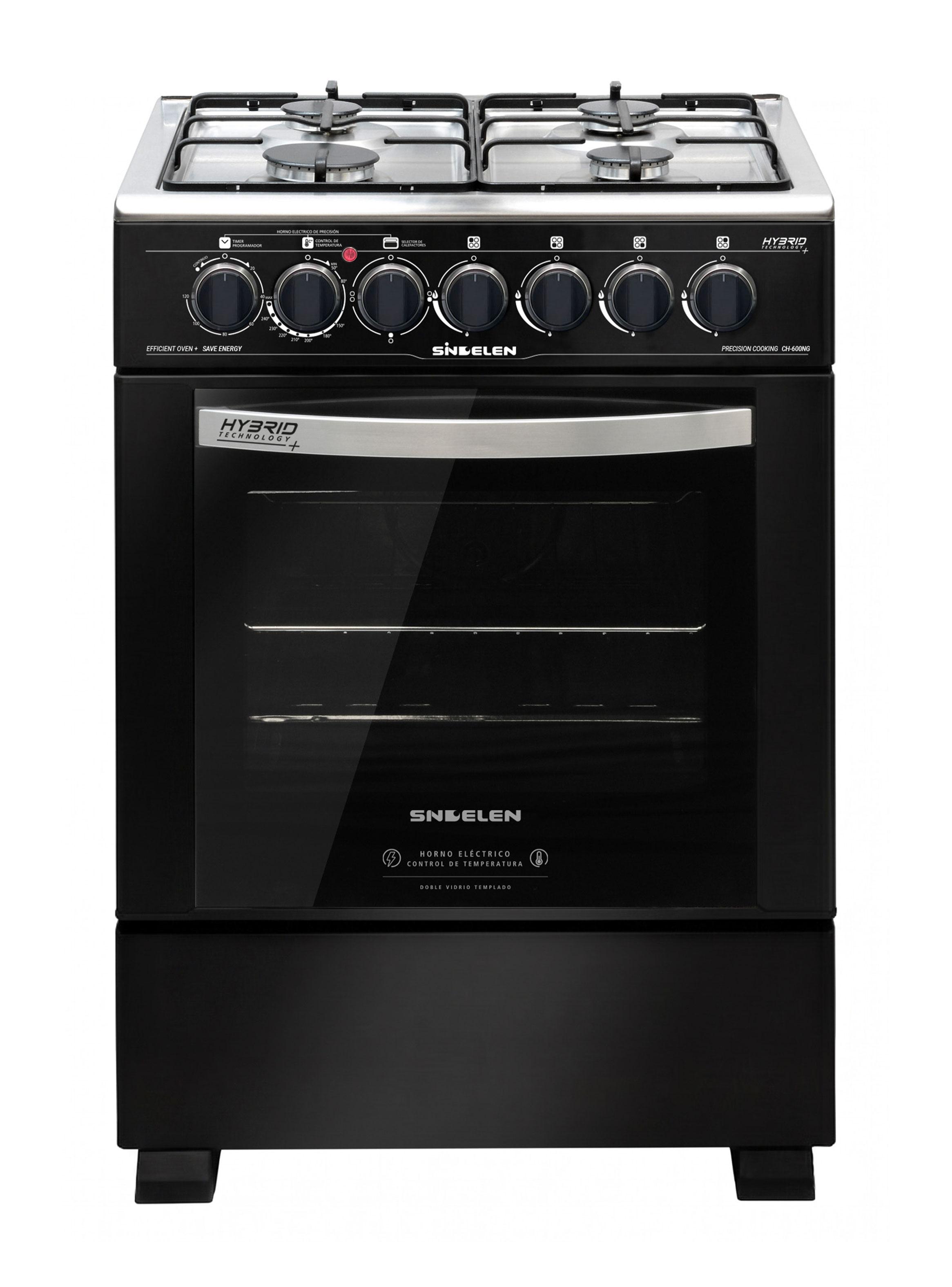 Cocina a Gas Híbrida 4 Quemadores con Grill CH-600NG Negro-0