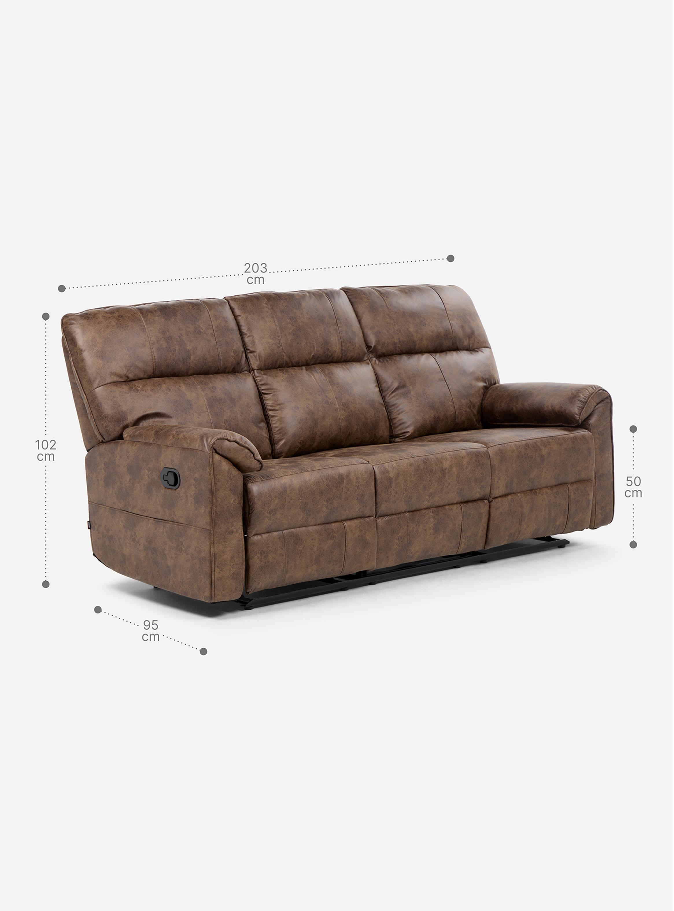 Sofá Reclinable Tolosa 3 Cuerpos Tela Manual Camel-1