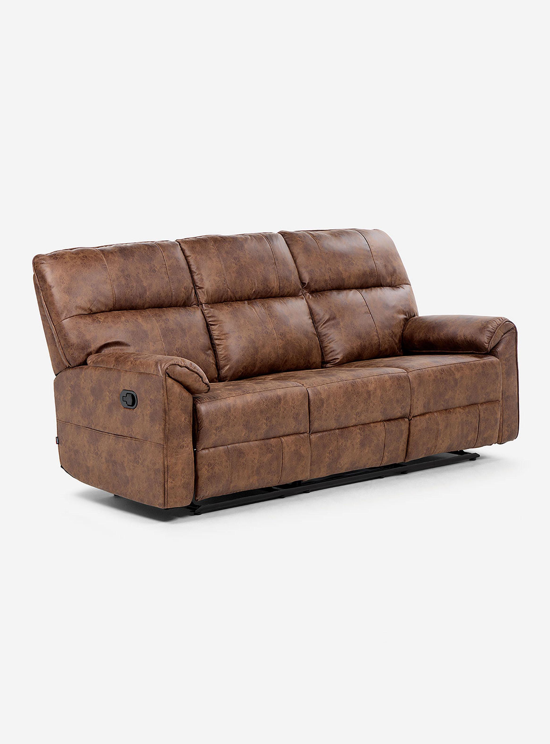 Sofá Reclinable Tolosa 3 Cuerpos Tela Manual Camel-2