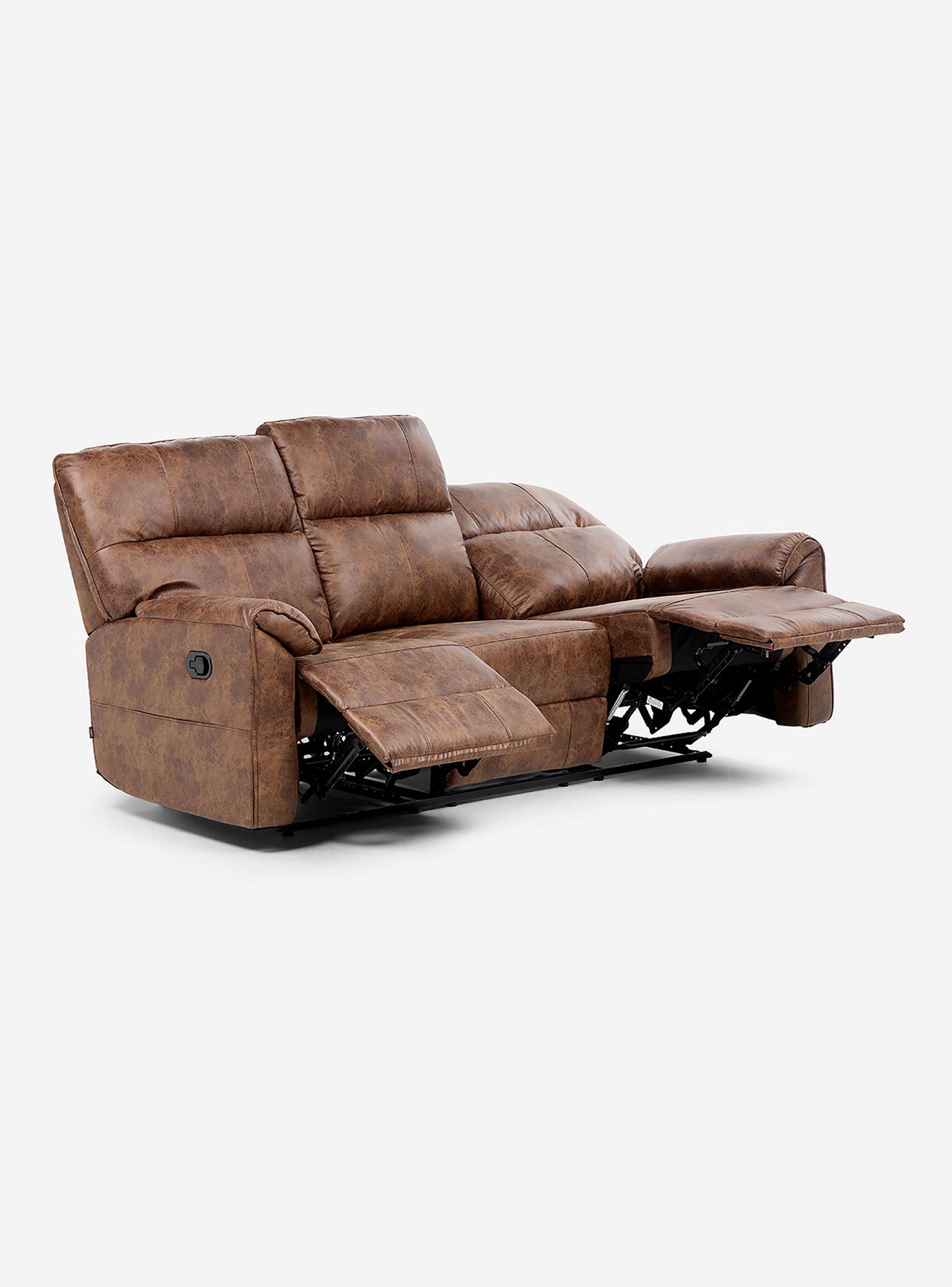 Sofá Reclinable Tolosa 3 Cuerpos Tela Manual Camel-3