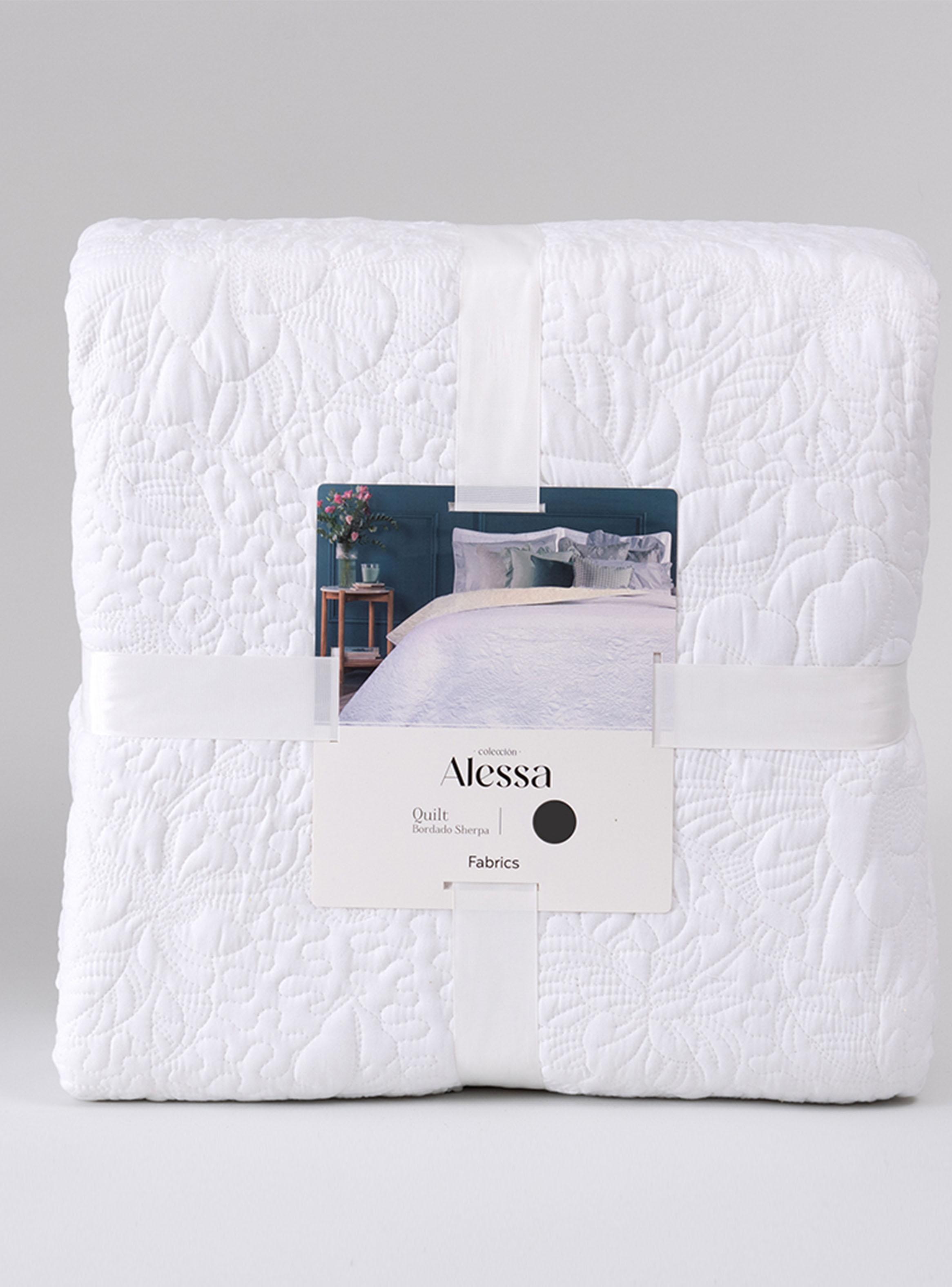 Quilt Bordado Sherpa 2 Plazas Sara Crudo-3