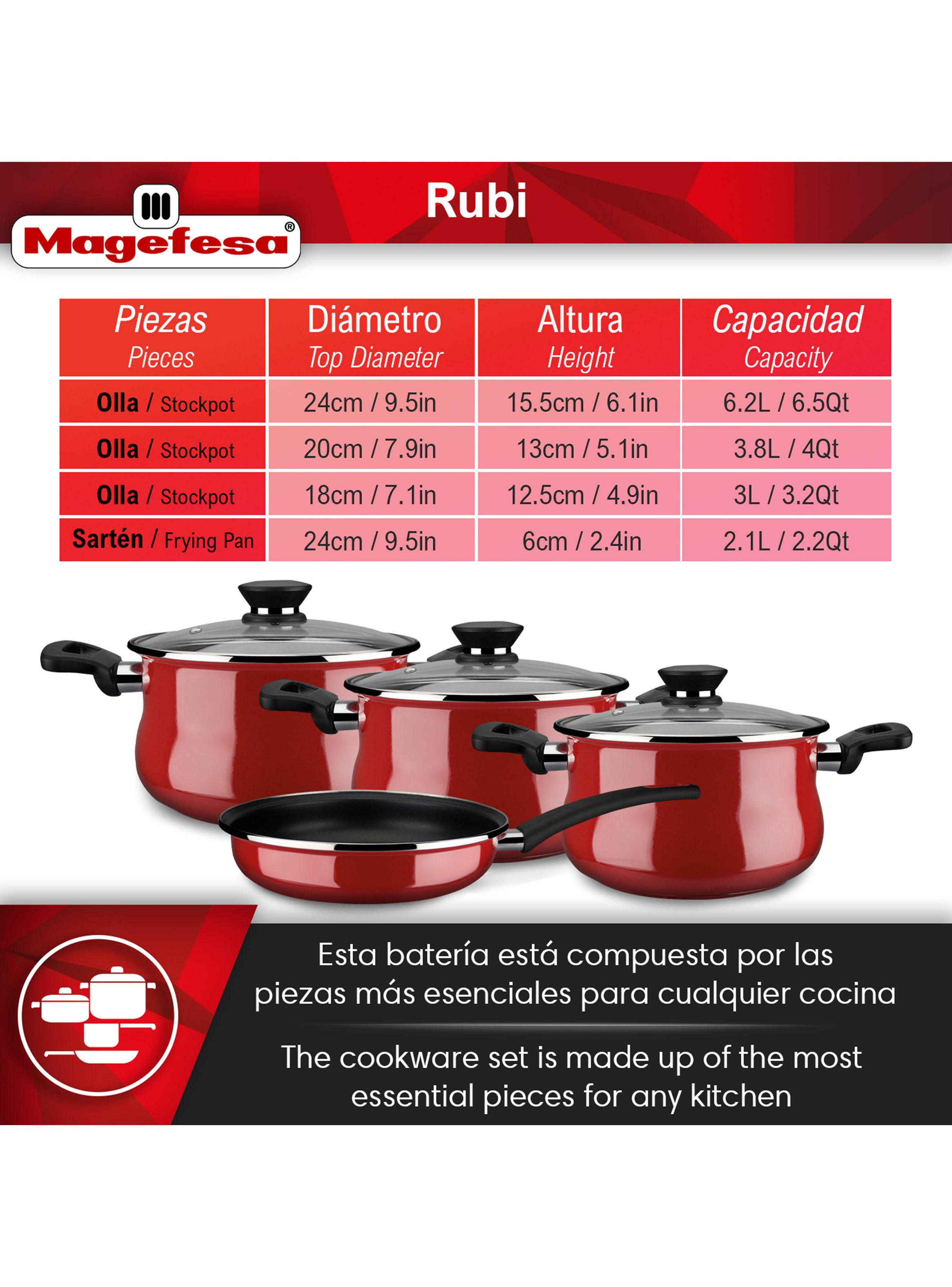 Batería de Cocina 7 Piezas Rubí Bombeada-2
