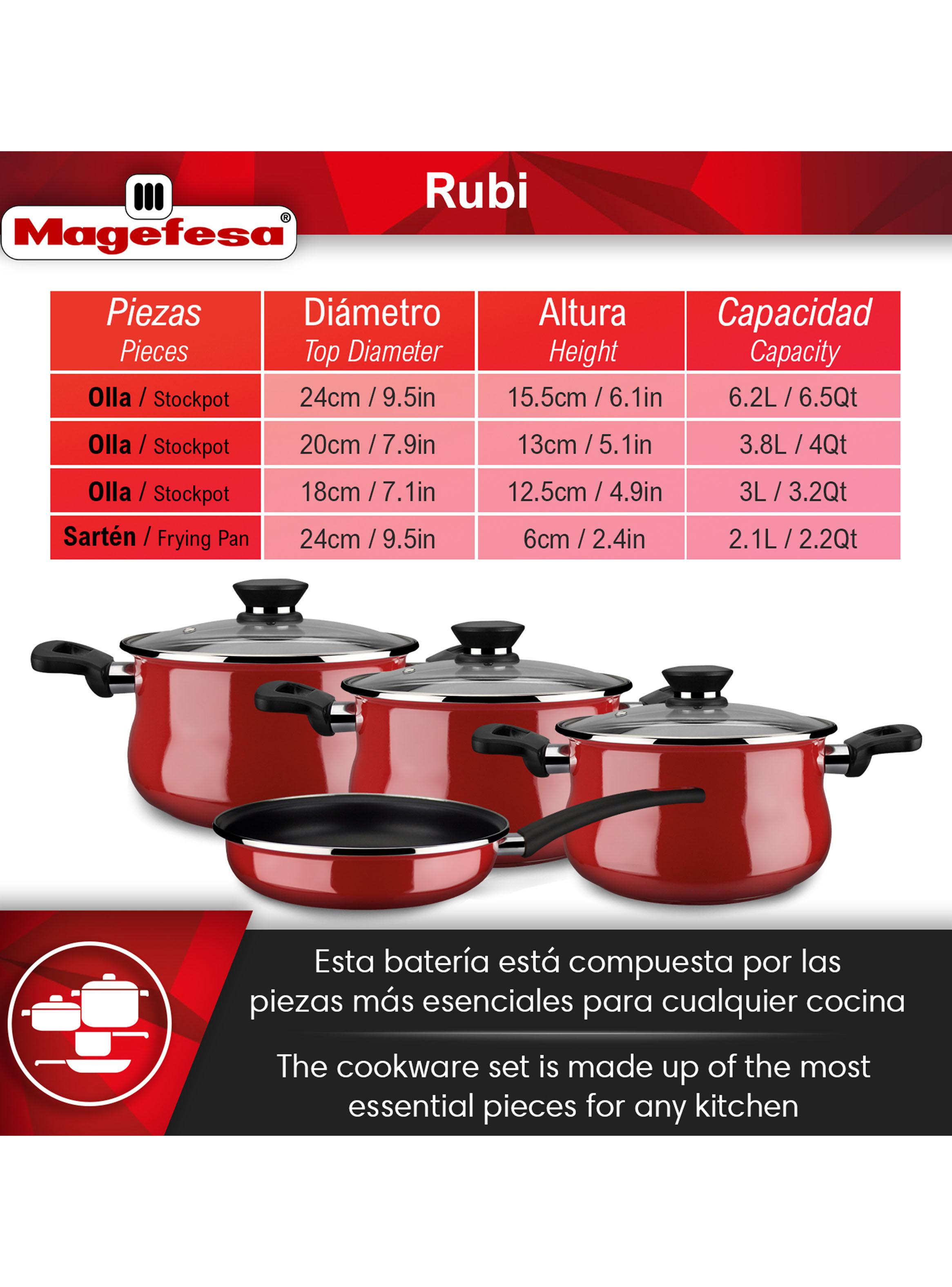 Batería de Cocina de 7 Piezas Rubí Bombeada-2