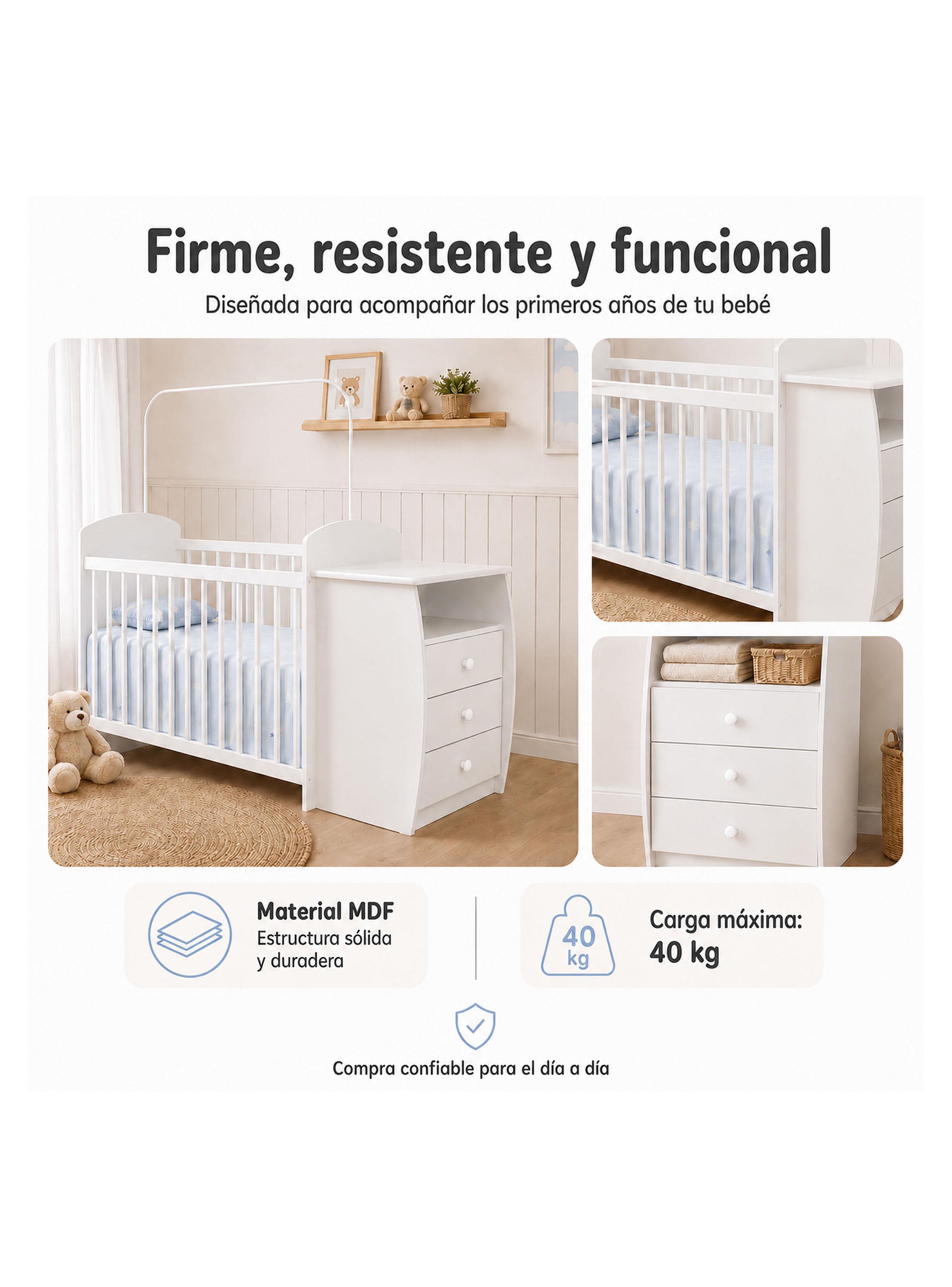 Cuna con Cómoda Mudador Bambini Blanco-3
