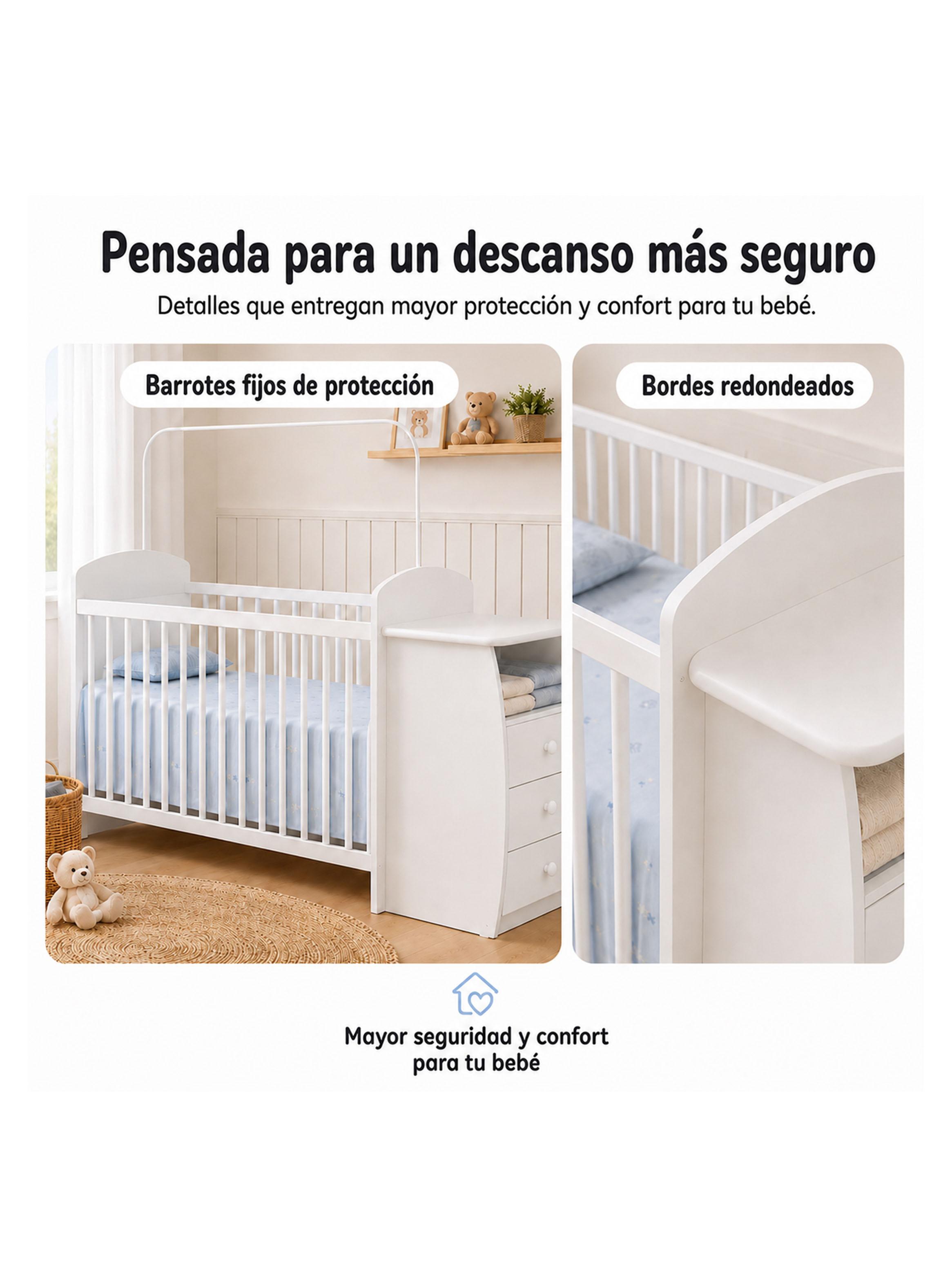 Cuna con Cómoda Mudador Bambini Blanco-5
