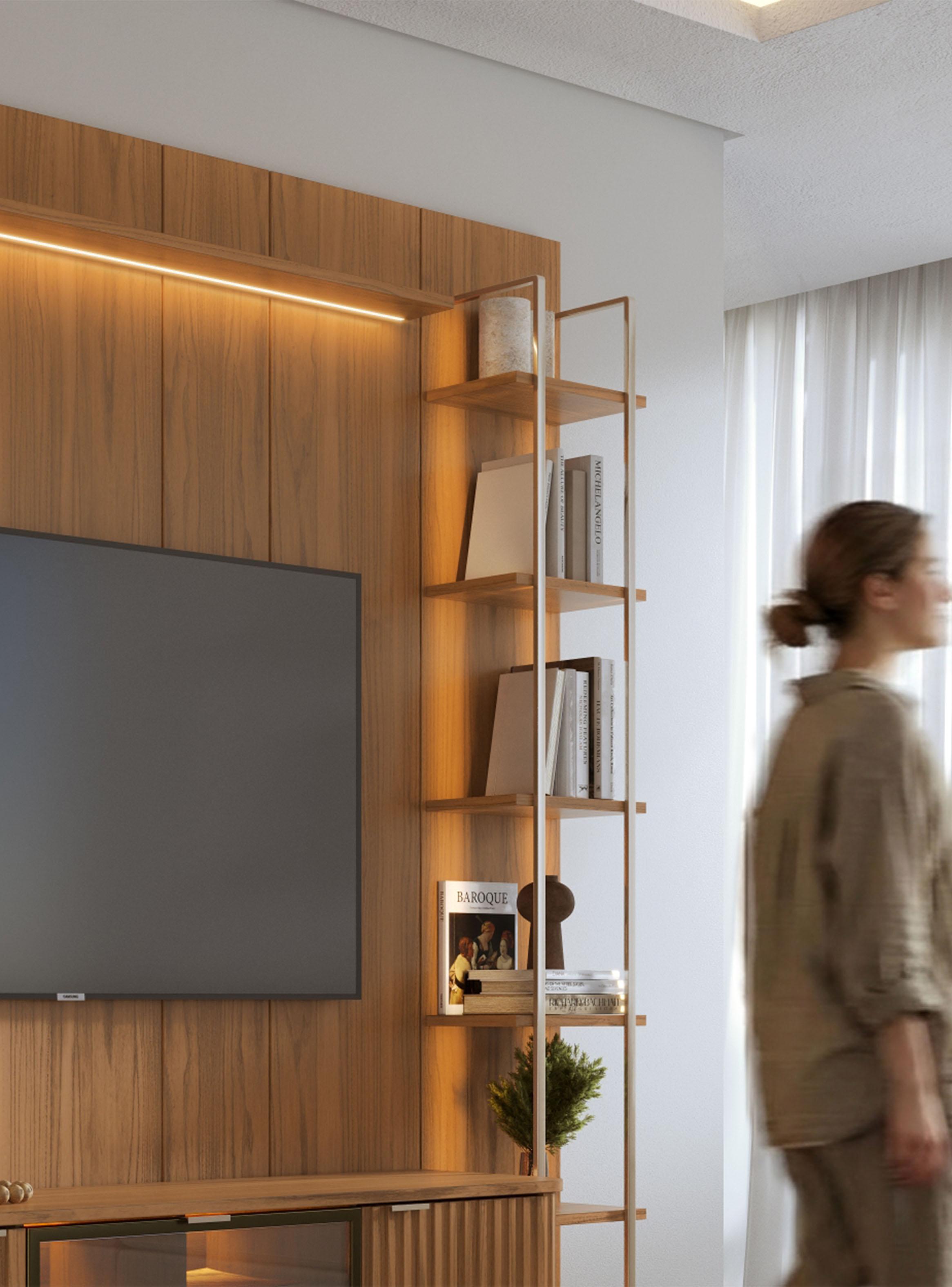 Rack TV 1.7 + Panel 1.8 Neón Led + Vitrina + Repisas-3