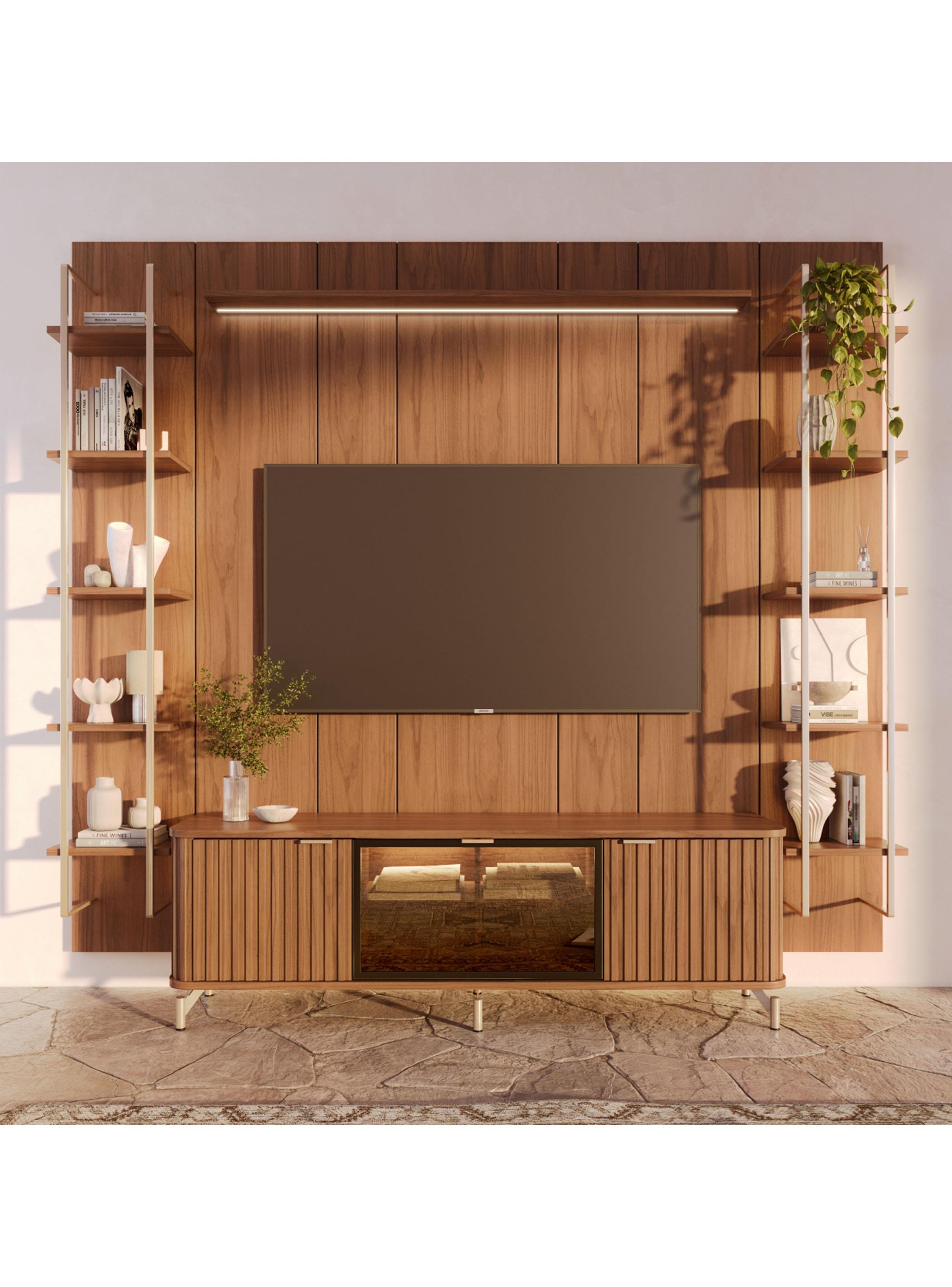 Rack TV 1.7 + Panel 1.8 Neón Float Led + 2 Repisas-3