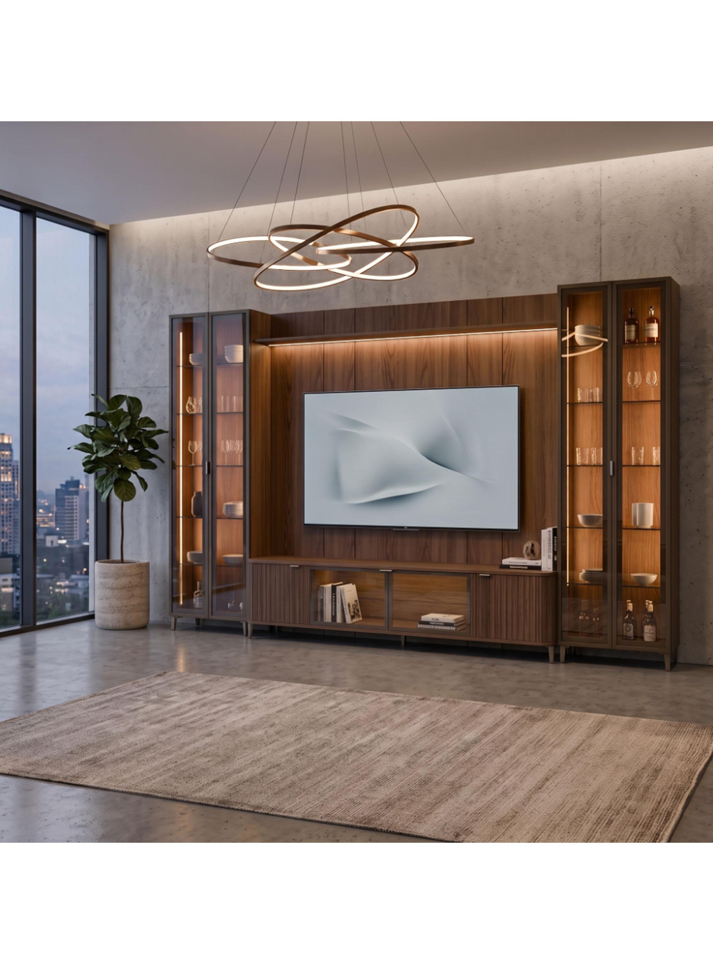 Rack TV 1.7 + Panel  1.8 Neon Float Led + 2 Vitrinas 2P-2