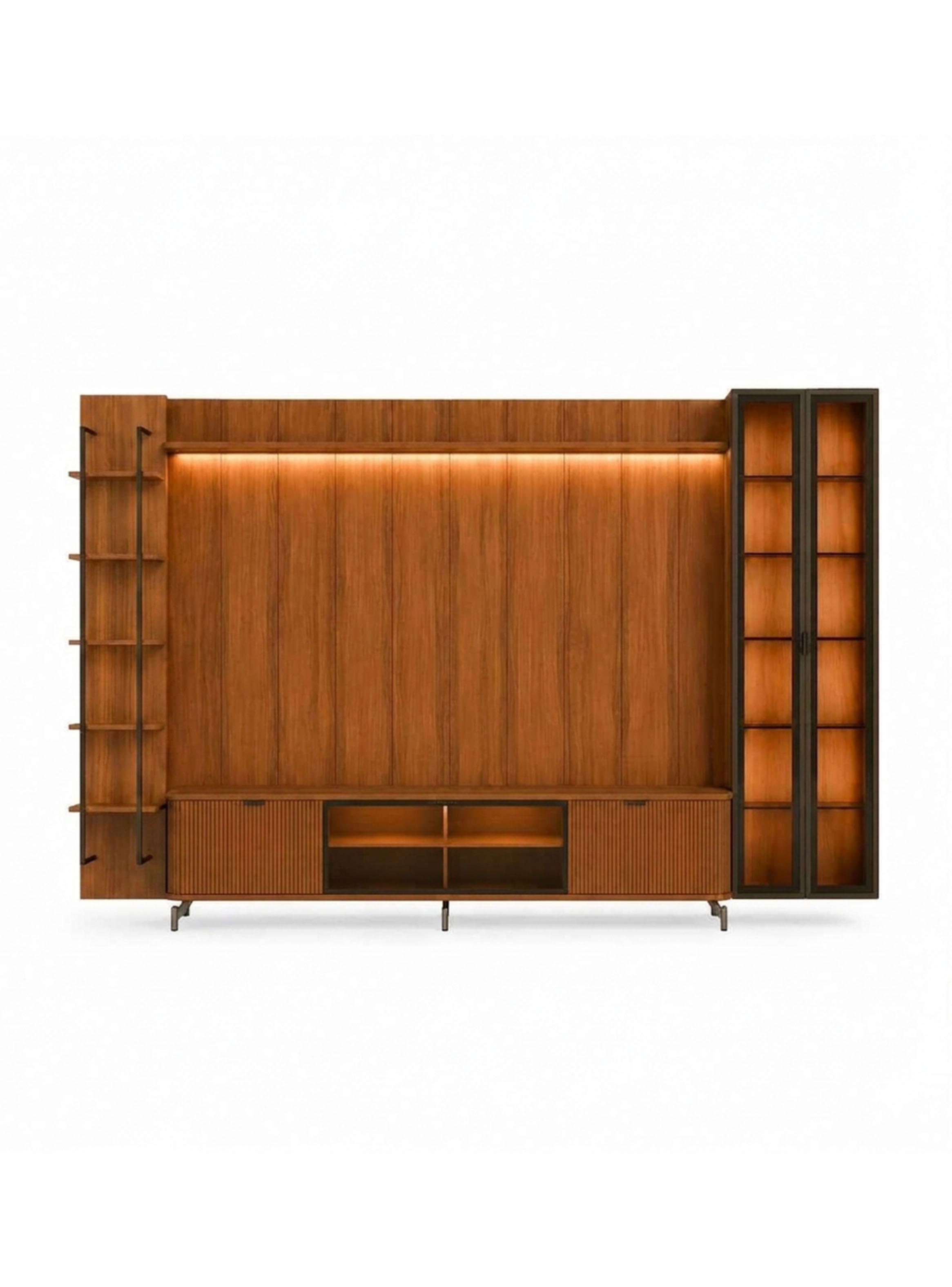 Rack TV 1.7 + Panel 1.8 Neon Float + Vitrina 2P + Repisas-0
