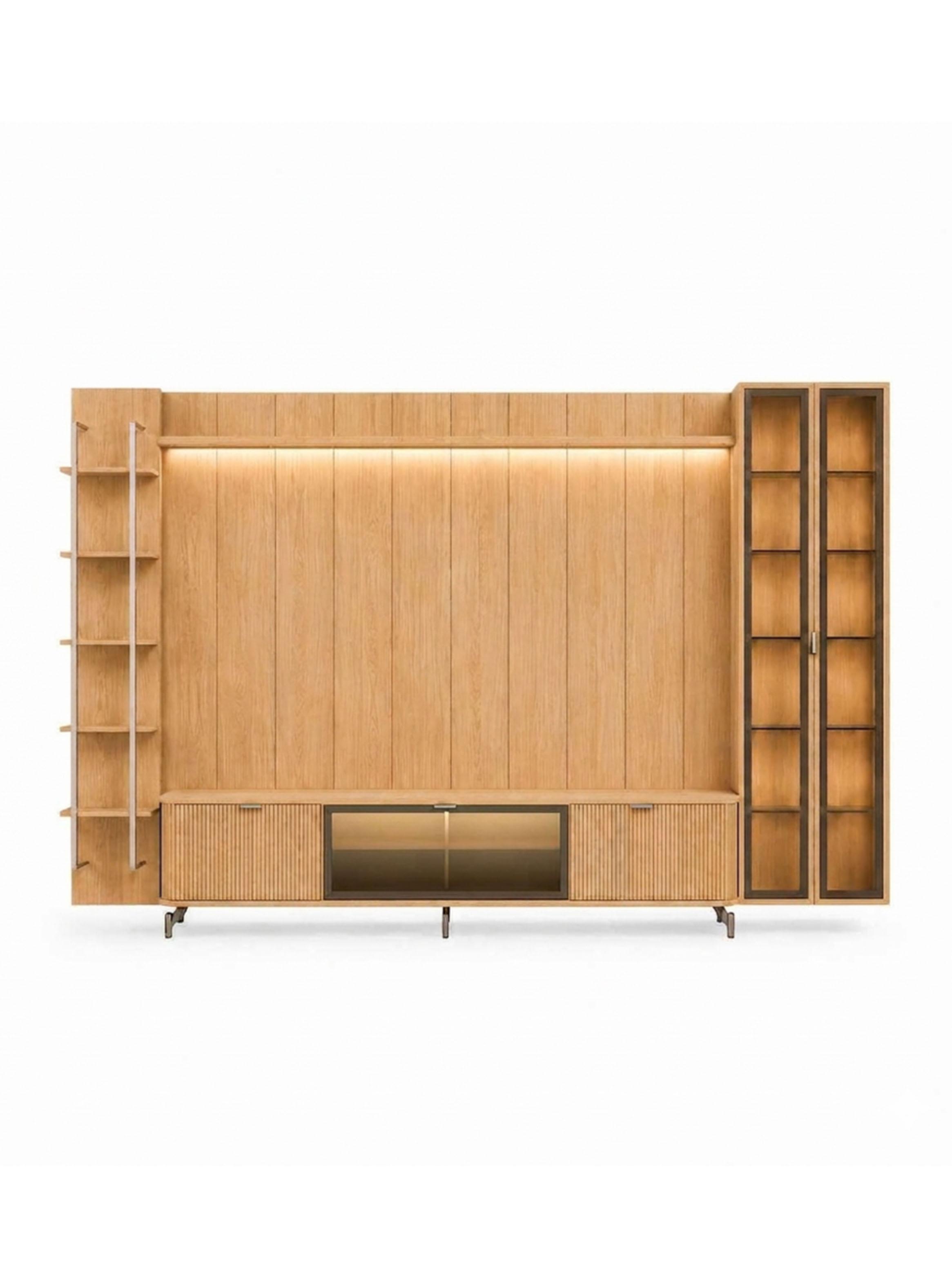 Rack TV 1.7 + Panel 1.8 Neon Float + Vitrina 2P + Repisas-0