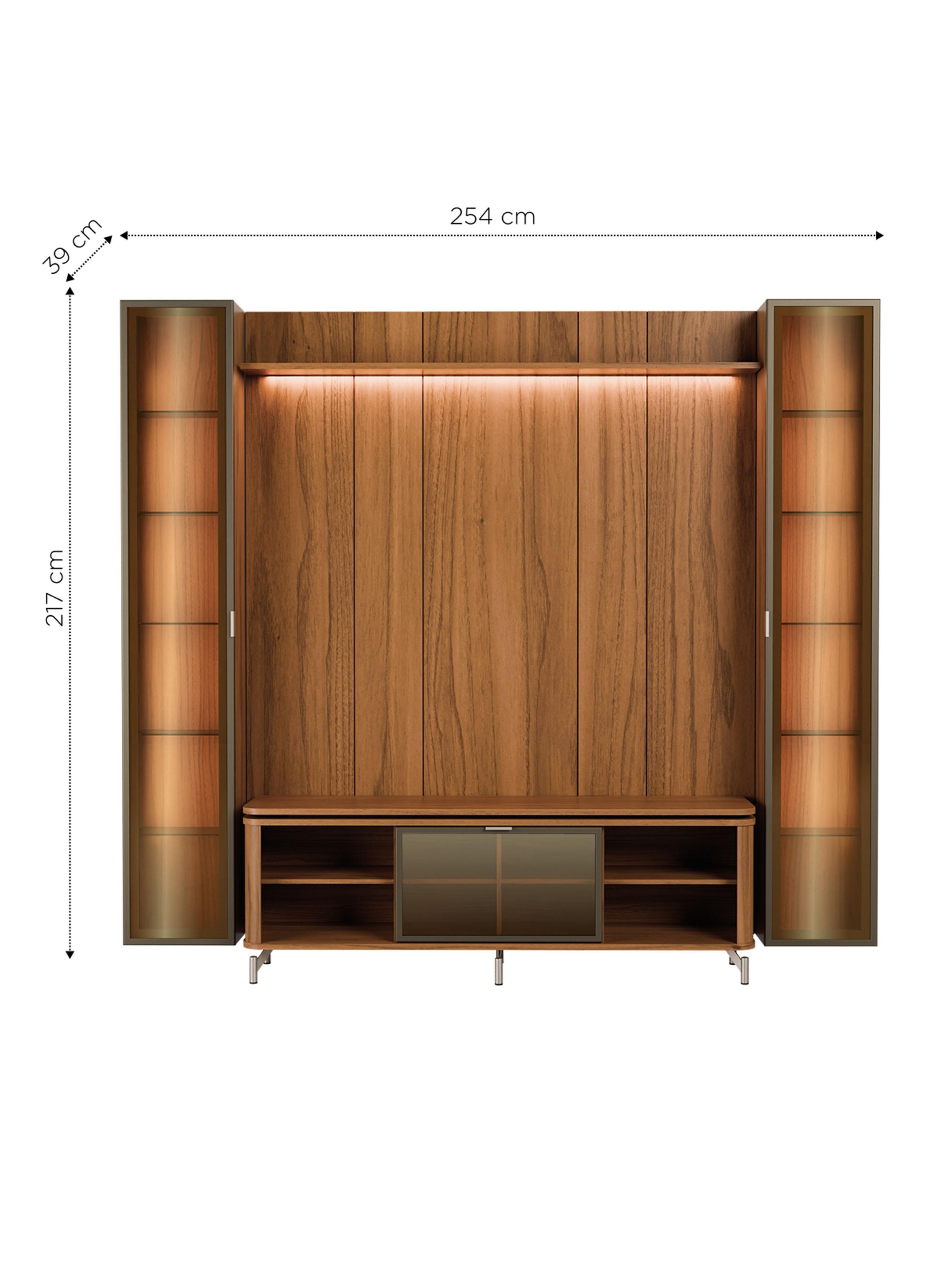 Rack  TV 1.7 + Panel 1.8 Neón Float Led + 2 Vitrinas-1