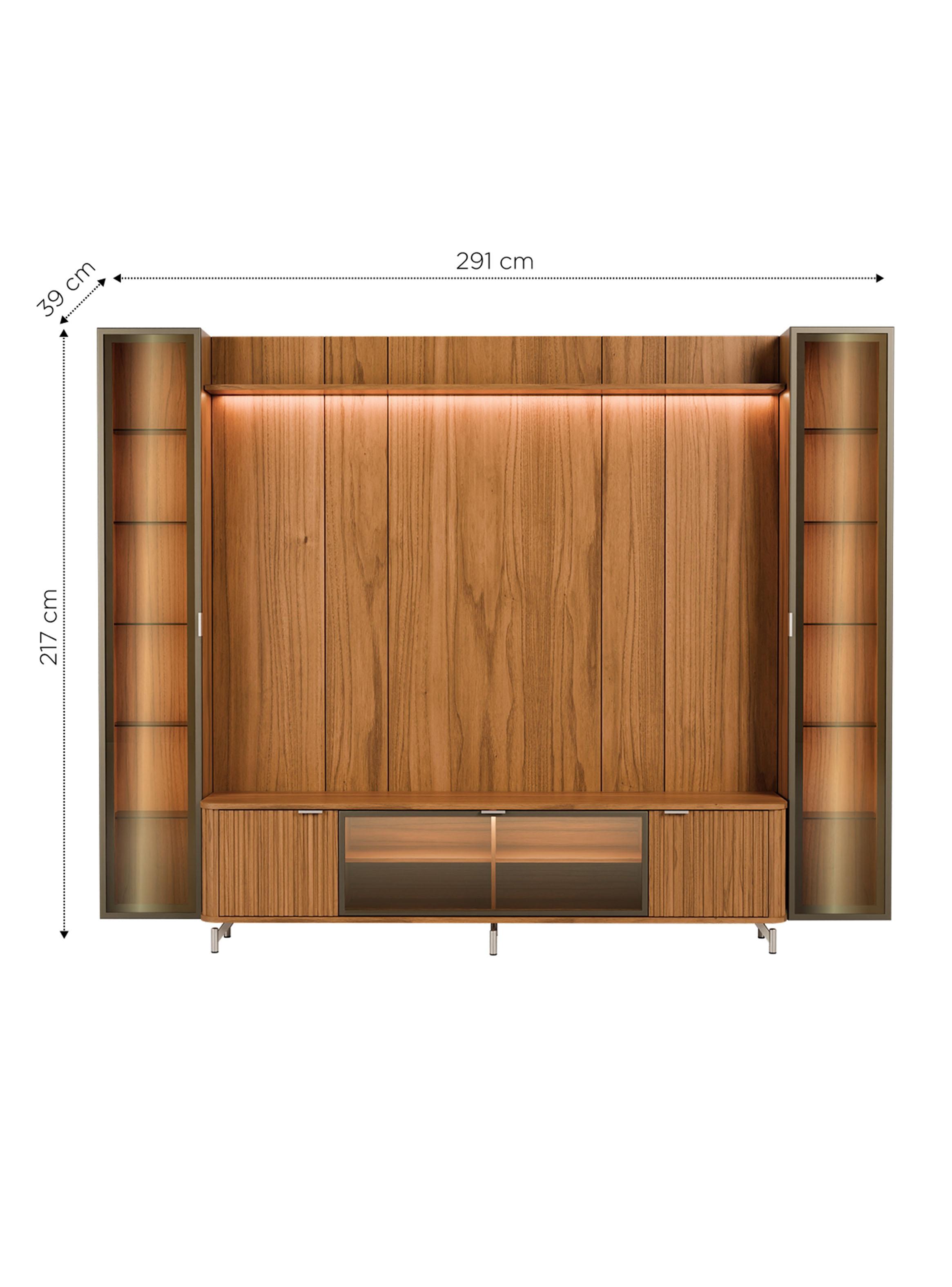 Rack TV 2.1 + Panel  2.2 Neón Float Led + 2 Vitrinas-1