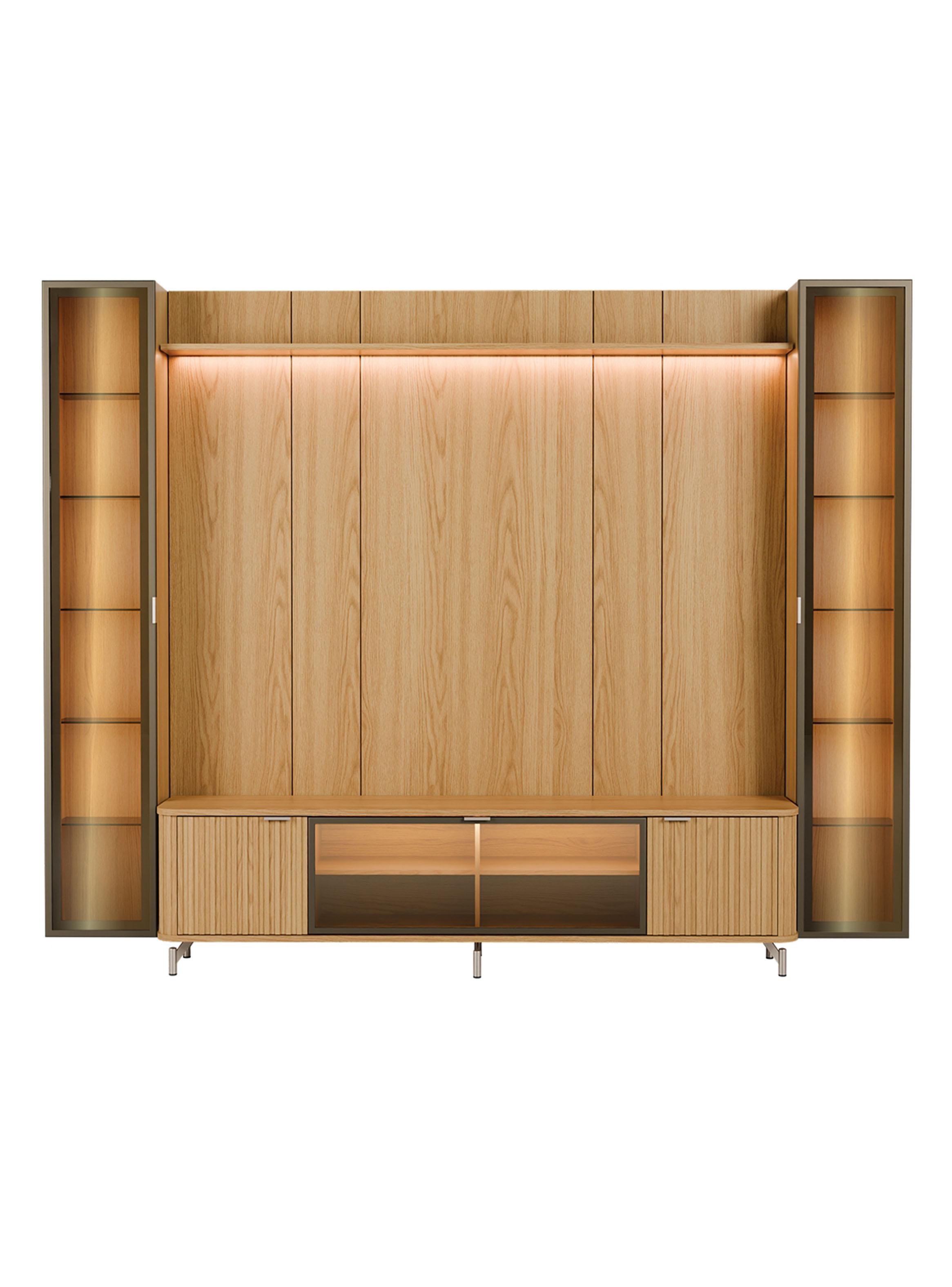 Rack TV 2.1 + Panel  2.2 Neón Float Led + 2 Vitrinas-0
