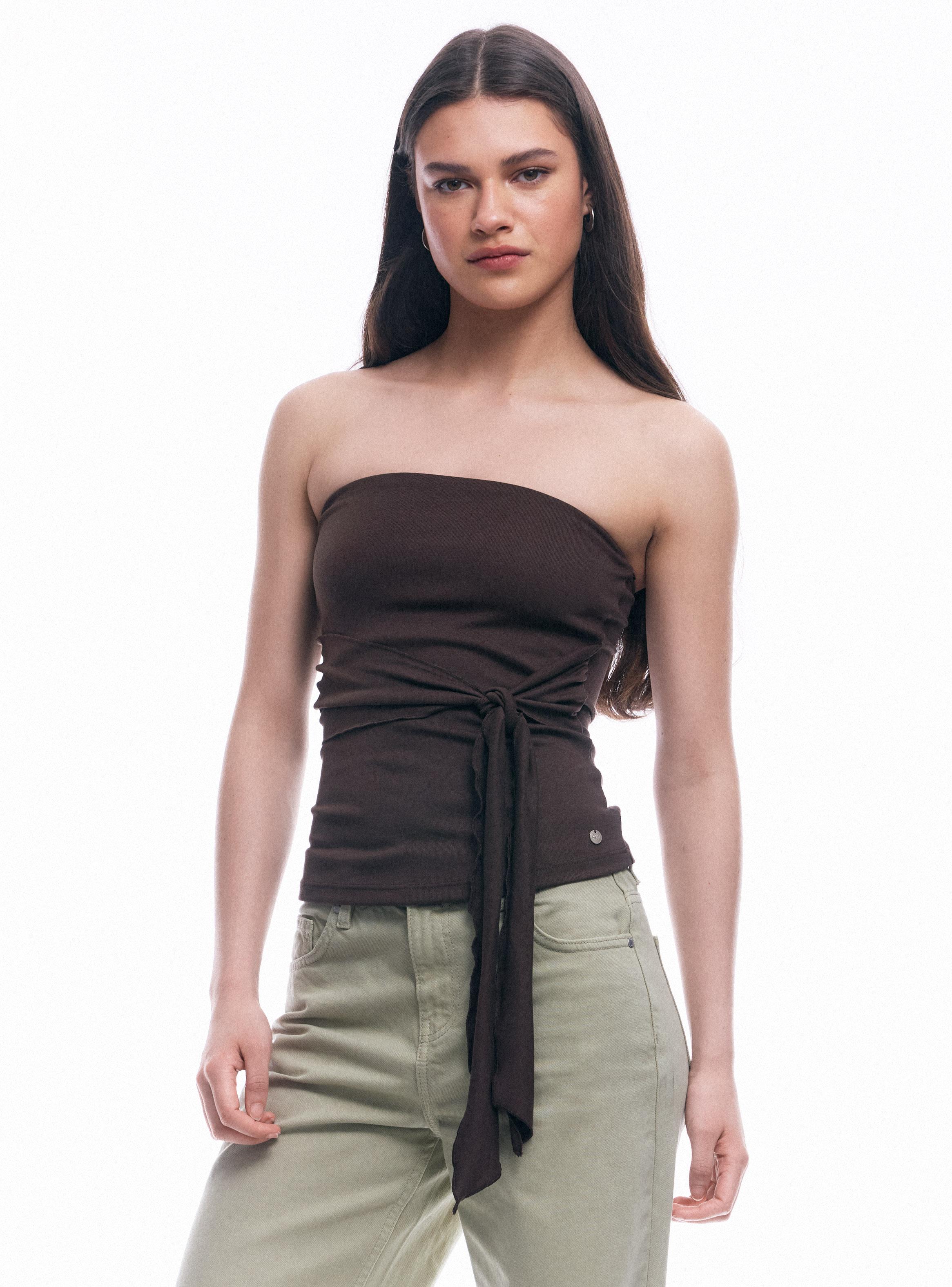 Polera Strapless con Lazo Ajustable-0