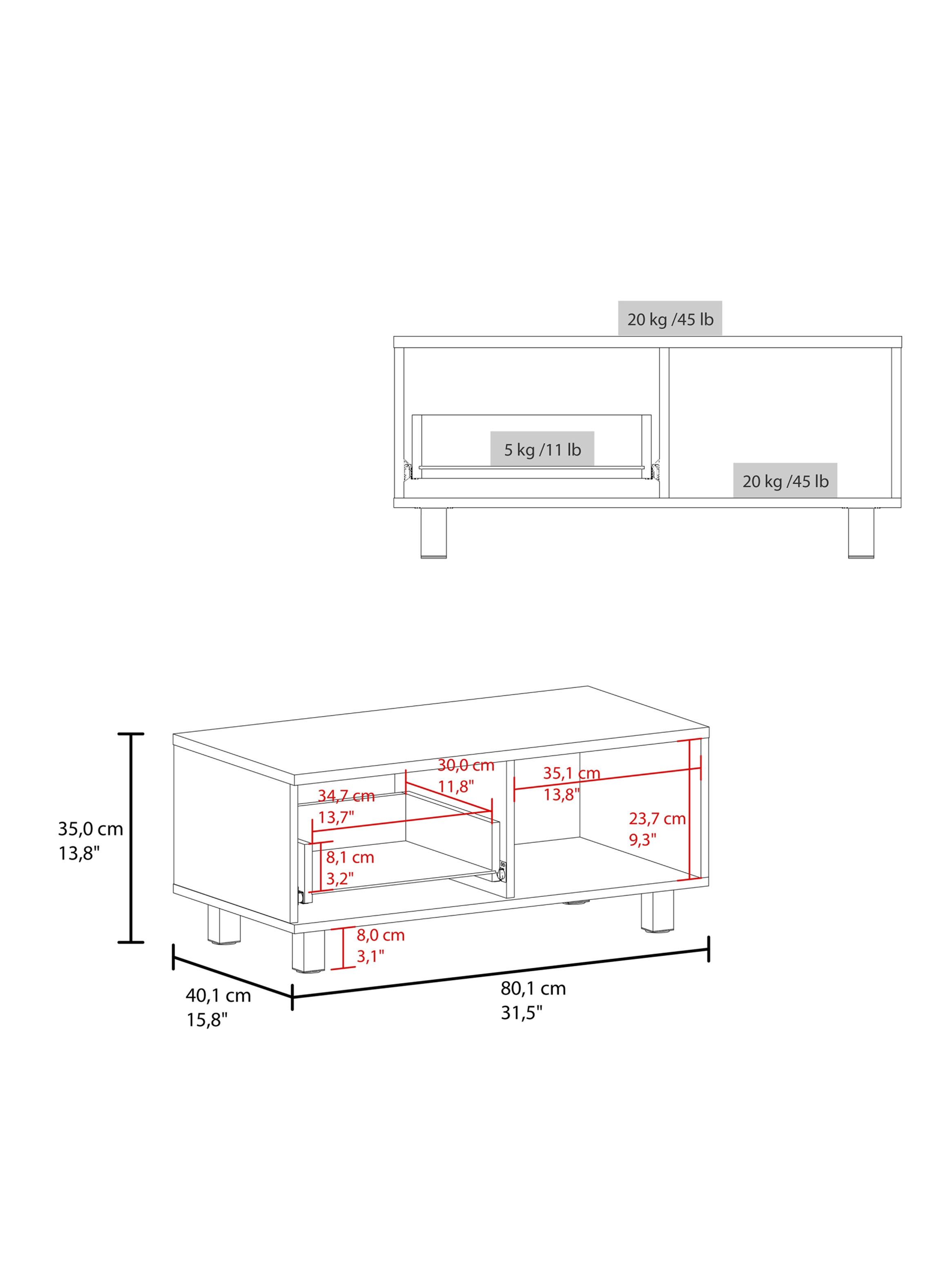 Mesa de Centro 1 Cajón Torence Avellana 35x80.1x40.1 cm-1