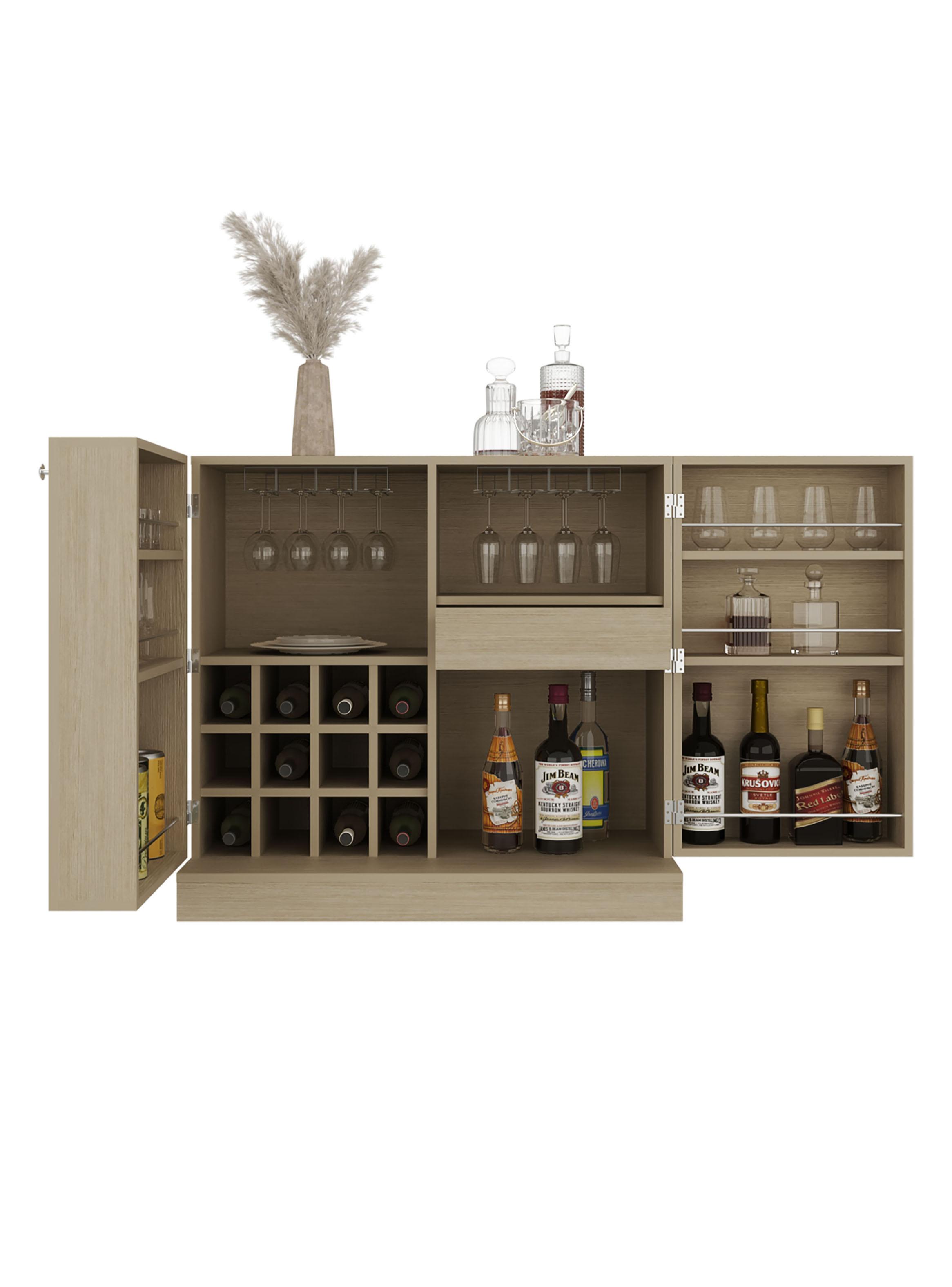 Bar Bajo 2 Puertas 1 Cajón 12 Botelleros y Portacopas Sintra-2