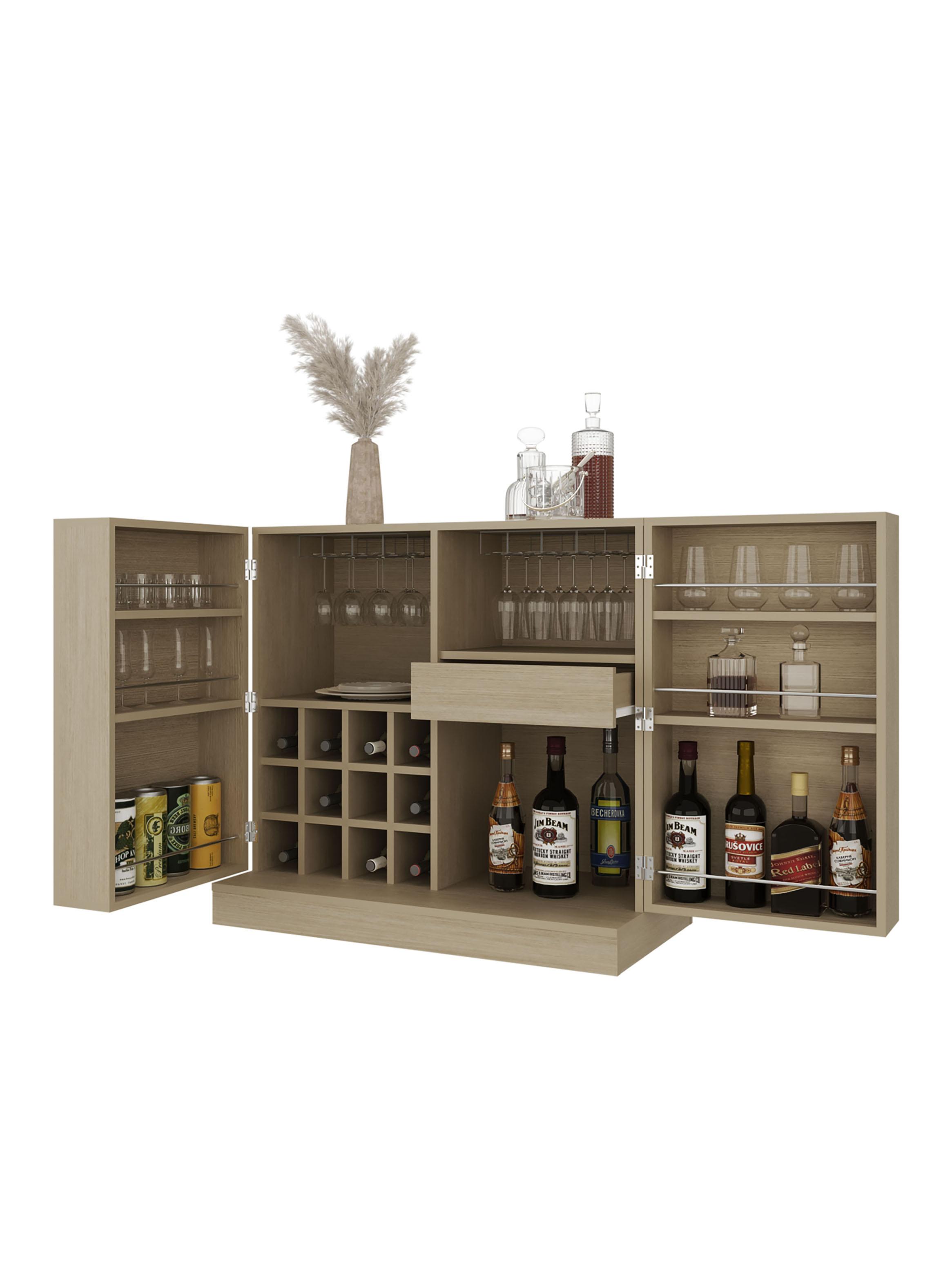 Bar Bajo 2 Puertas 1 Cajón 12 Botelleros y Portacopas Sintra-3