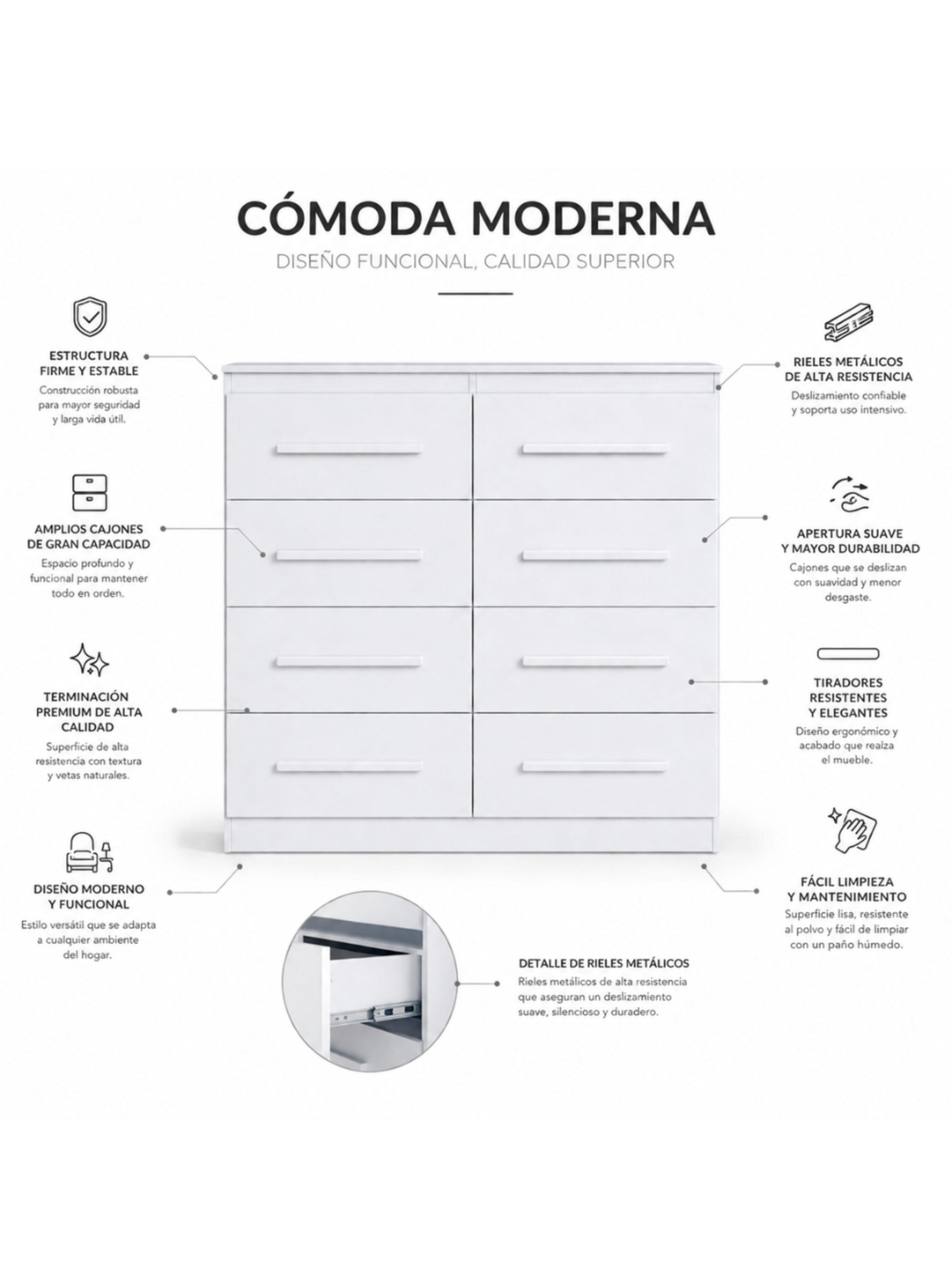 Cómoda Arizona Plus 8 Cajones-2