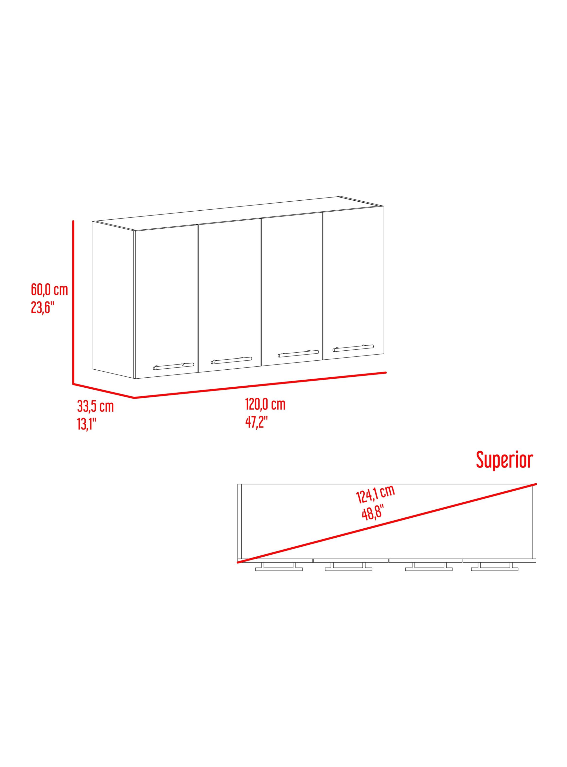 Mueble Superior de Cocina 120 Bazagli 4 Puertas 60x120x33.5 cm-1