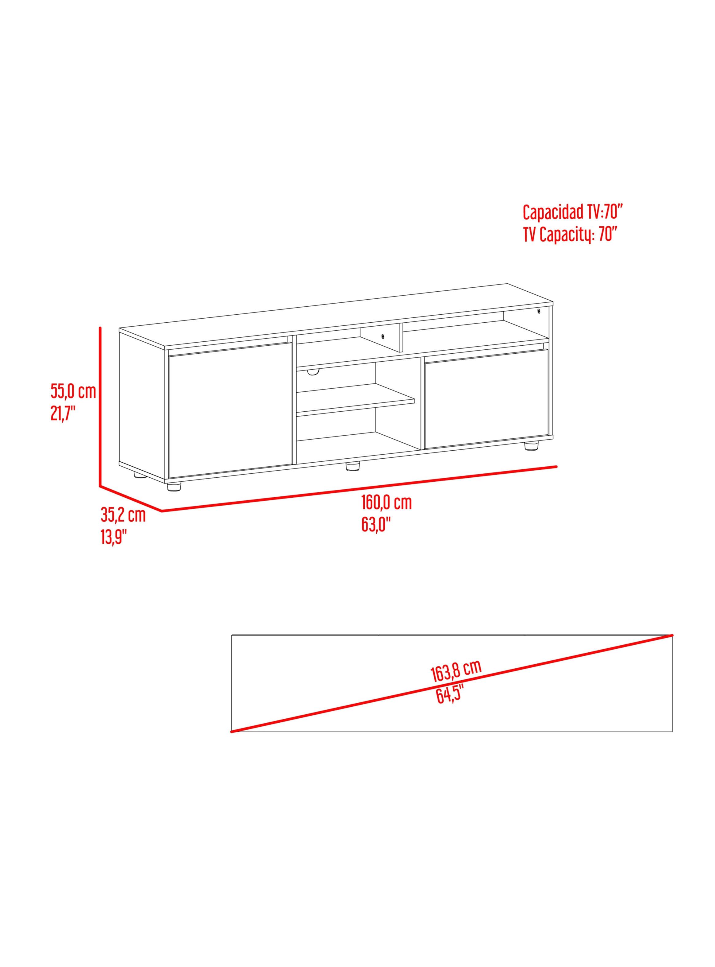 Rack TV 70'' Pino 2 Puertas 55.0x160x35.2 cm-1