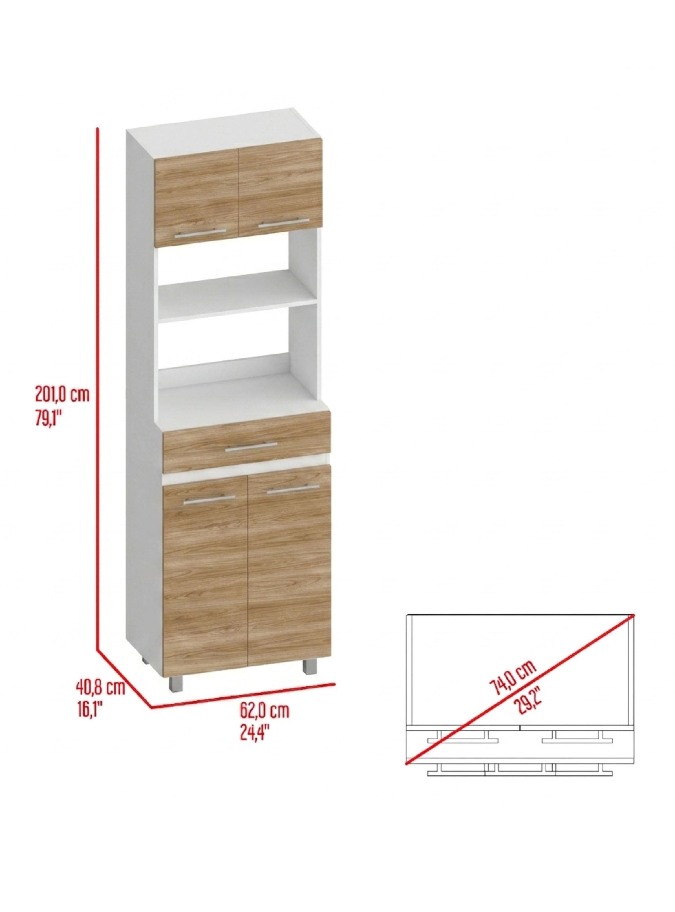 Mueble Microondas Alto 4 Puertas 1 Cajón Luna 210x60x49.1 cm-1