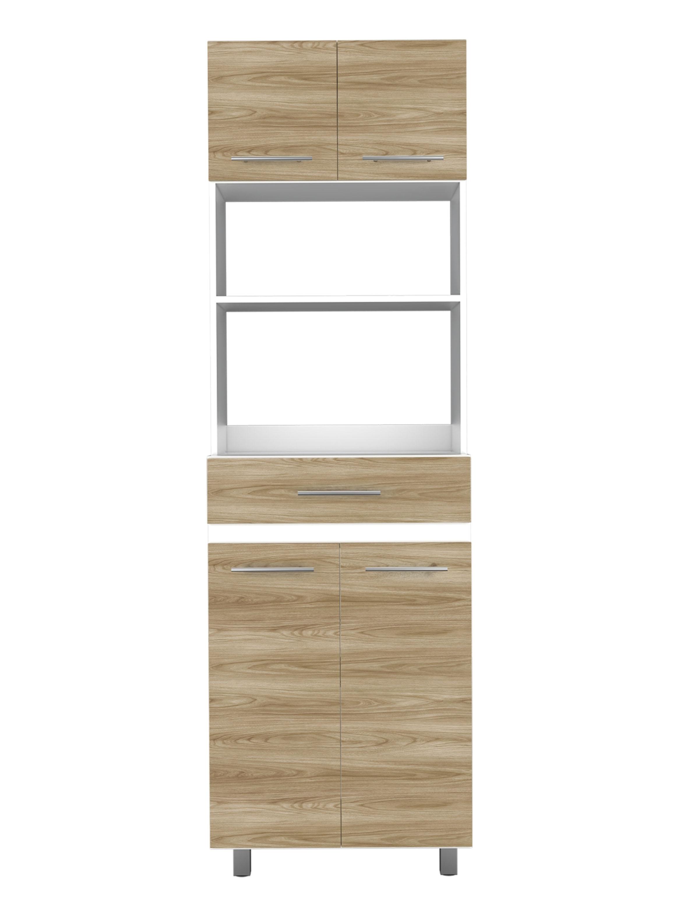Mueble Microondas Alto 4 Puertas 1 Cajón Luna 210x60x49.1 cm-2