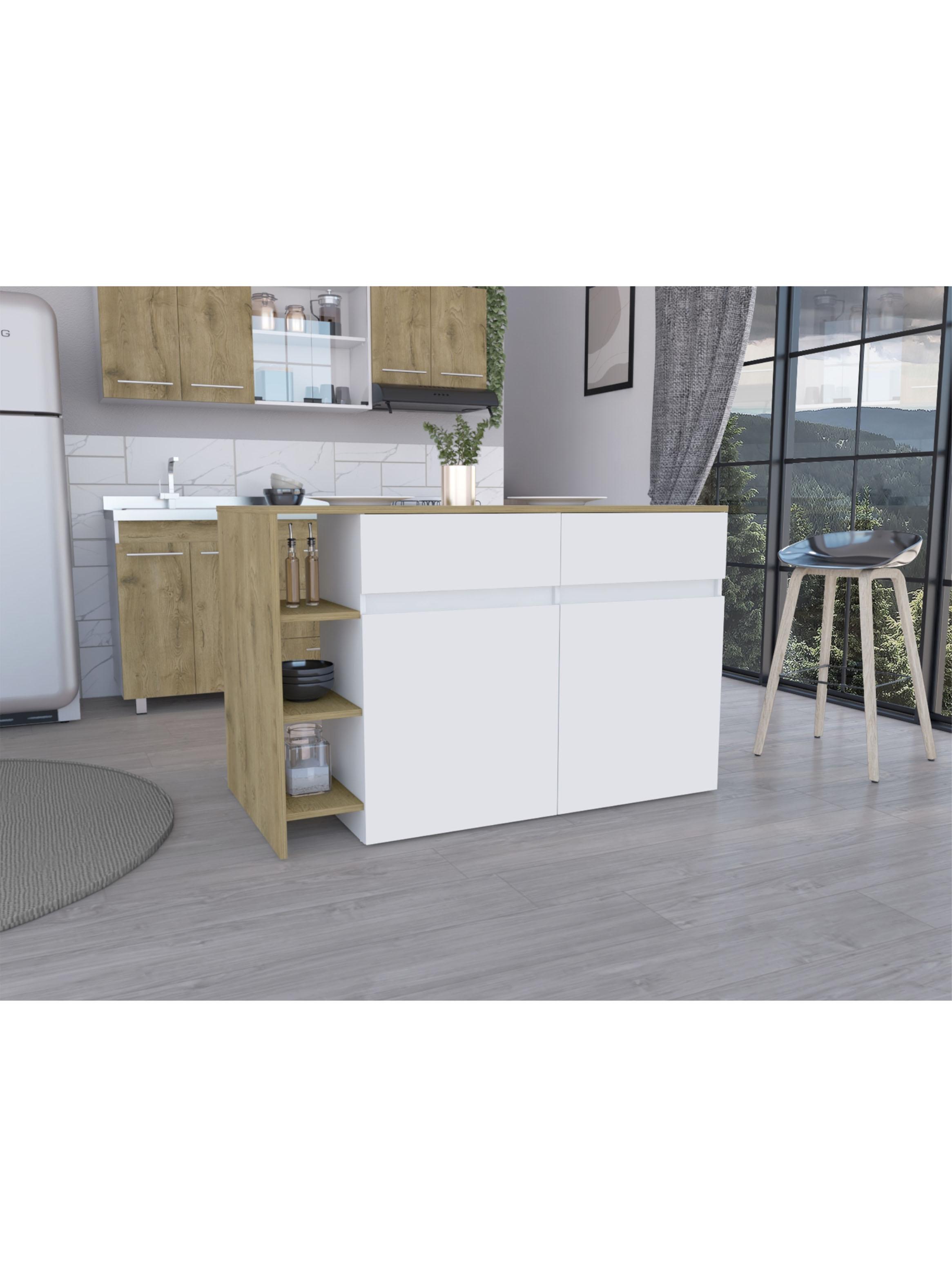 Mueble Isla de Cocina 2 Puertas 2 Cajones Bari 90x140x70.4 cm-4