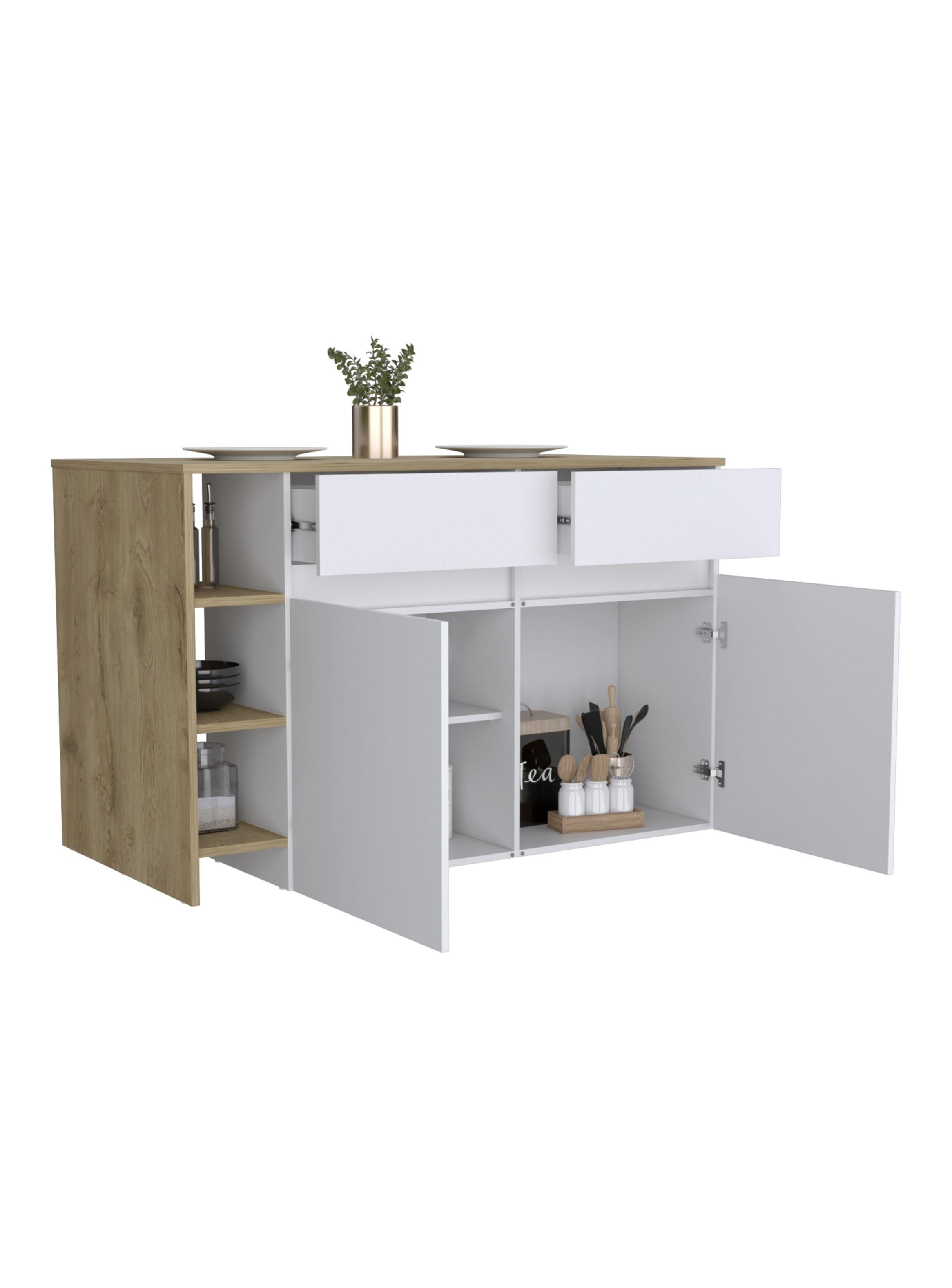 Mueble Isla de Cocina 2 Puertas 2 Cajones Bari 90x140x70.4 cm-3